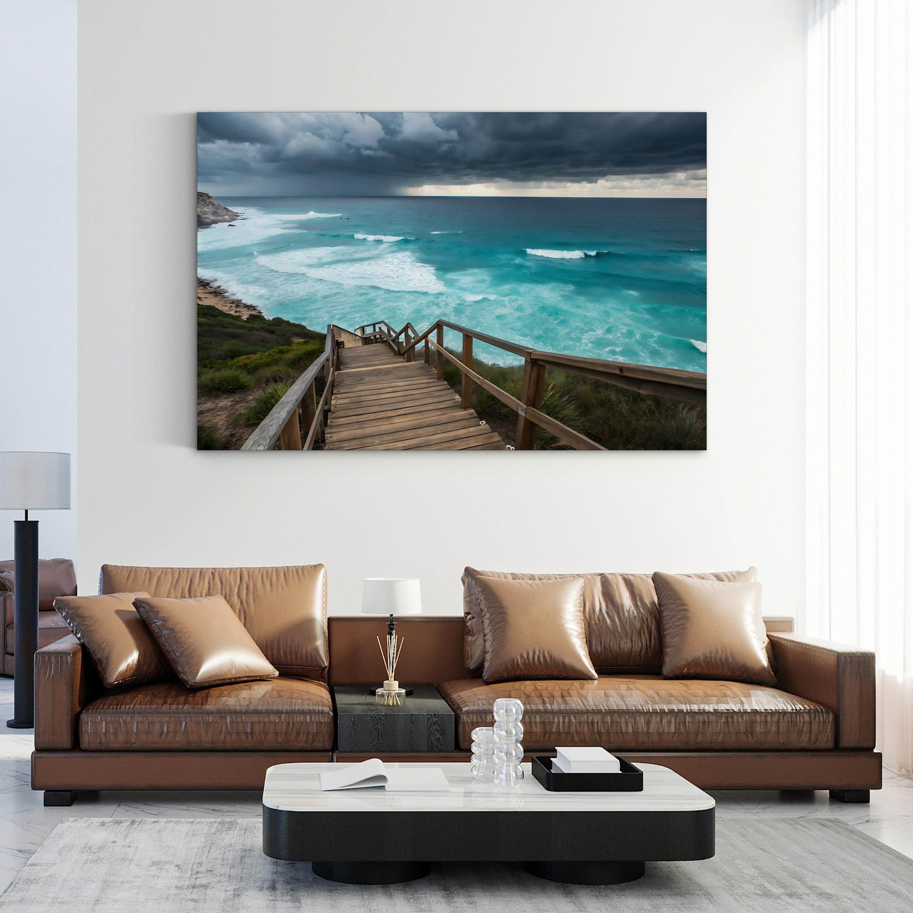 Paradise Beach Boardwalk – Vintage Photography Wall Art | Coastal Canvas Print