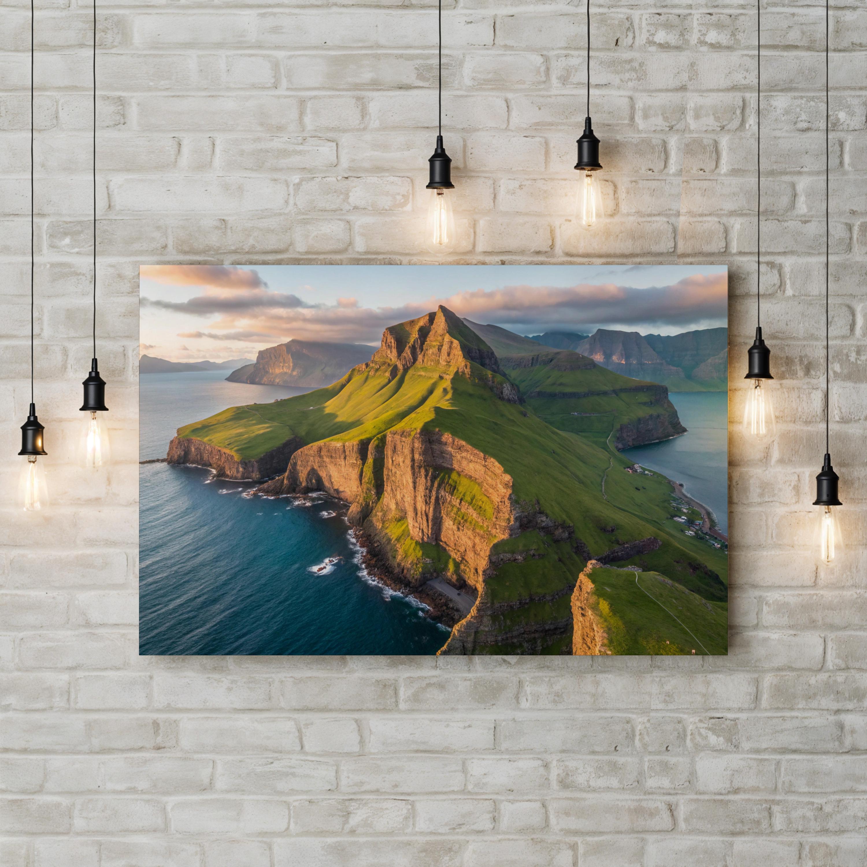 Coastal Cliffs Aerial Canvas Art — Neutral Ocean Landscape Photography