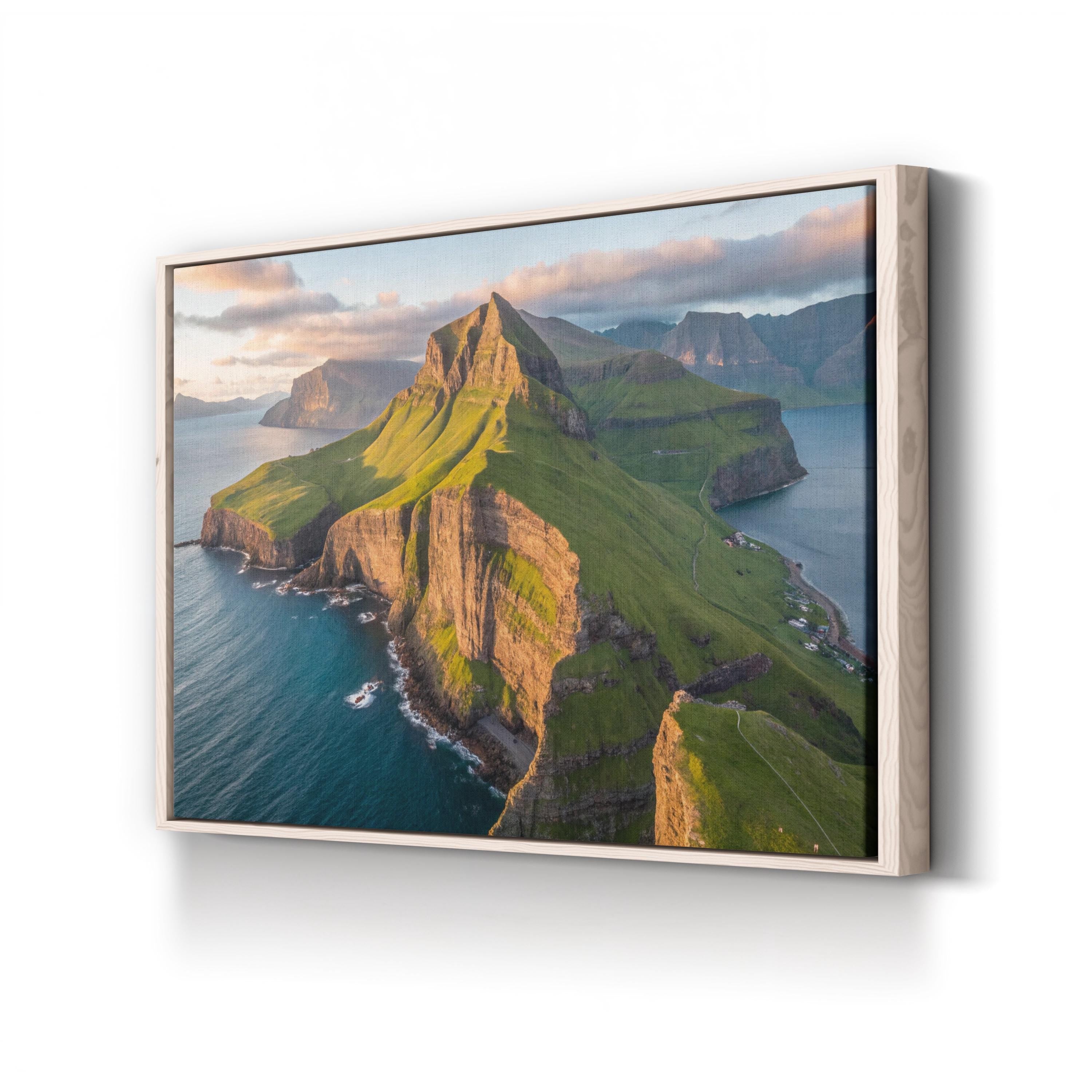 Coastal Cliffs Aerial Canvas Art — Neutral Ocean Landscape Photography