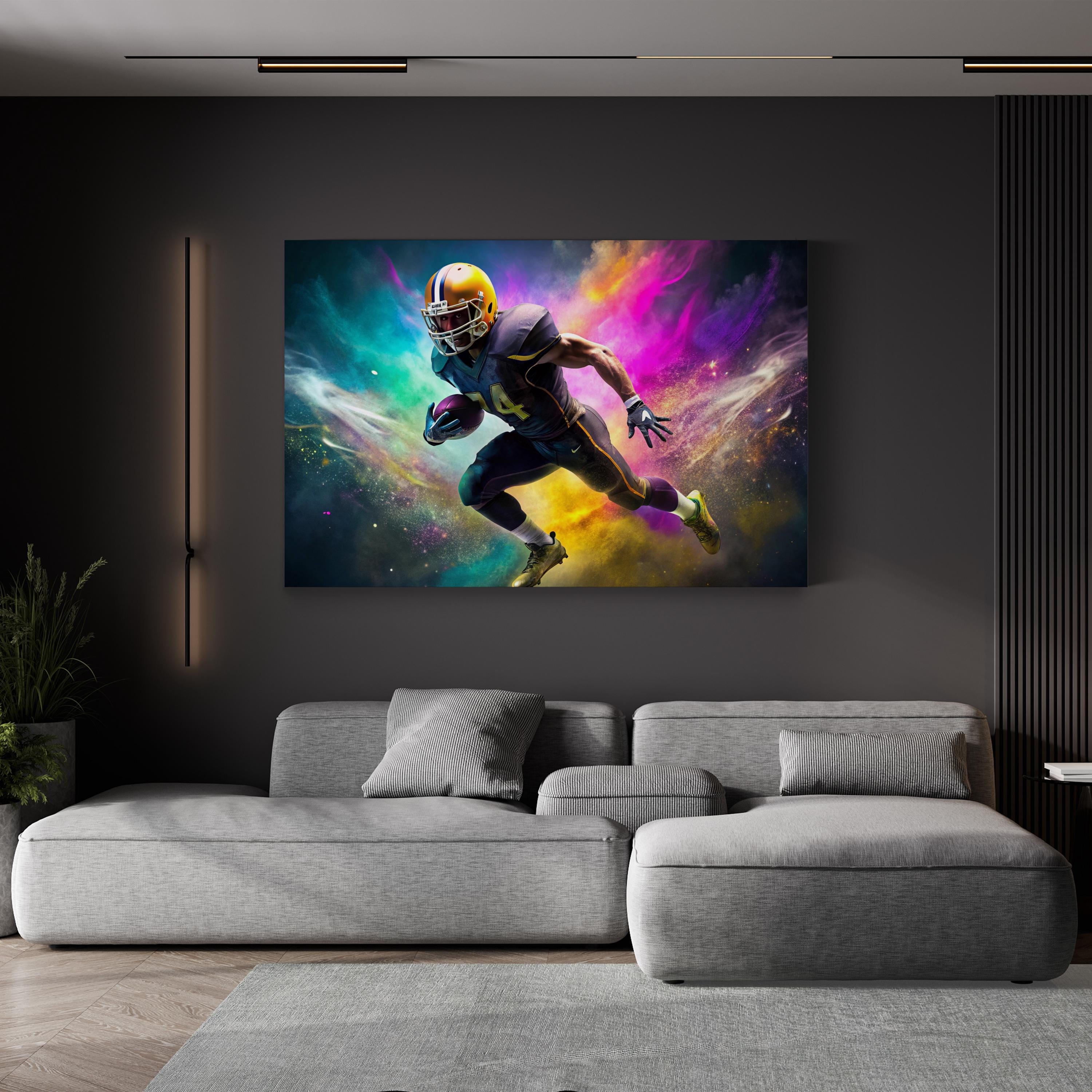 Football Running Back Action – Period Illustration Wall Art | Dynamic Sports Canvas Print