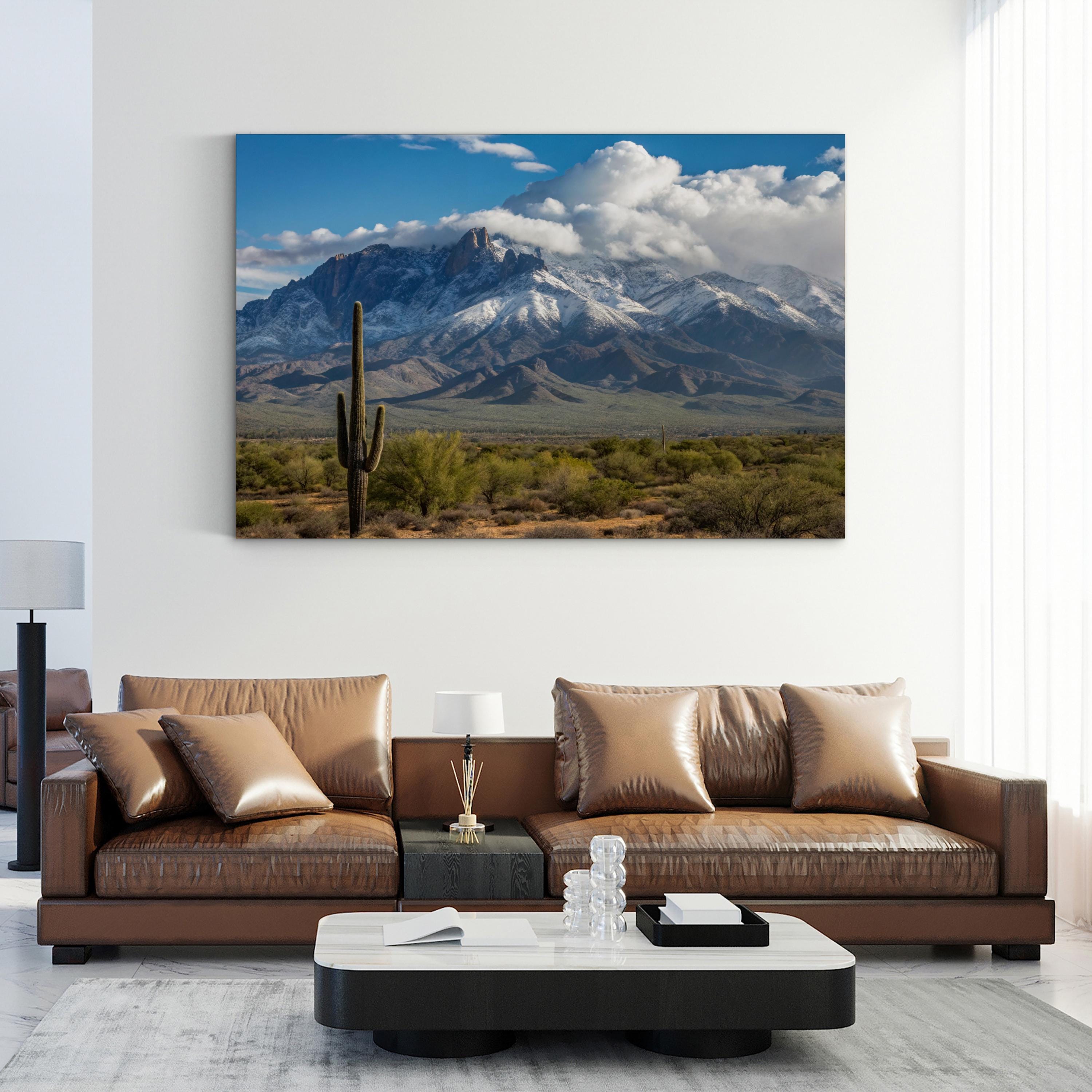 Saguaro Cactus Desert Plain – Vintage Photography Wall Art | Southwestern Canvas Print