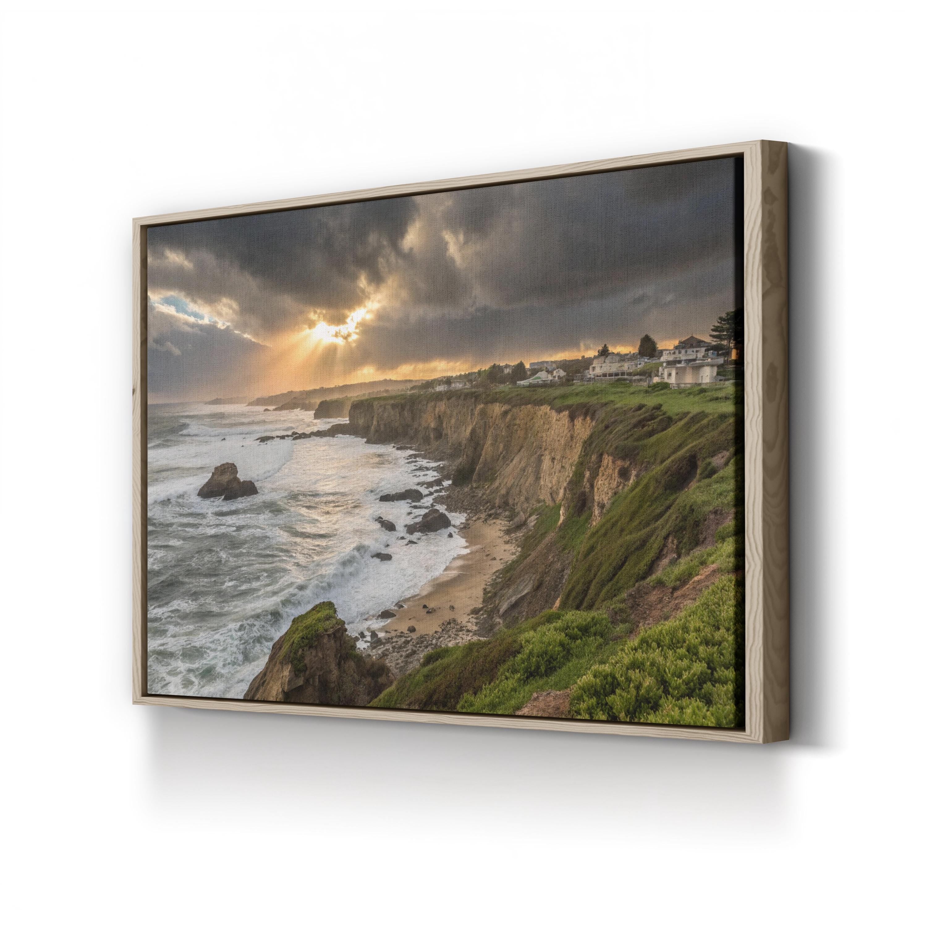 Santa Cruz Sunset, Santa Cruz, California Canvas Art, Coastal Cliff Ocean Landscape