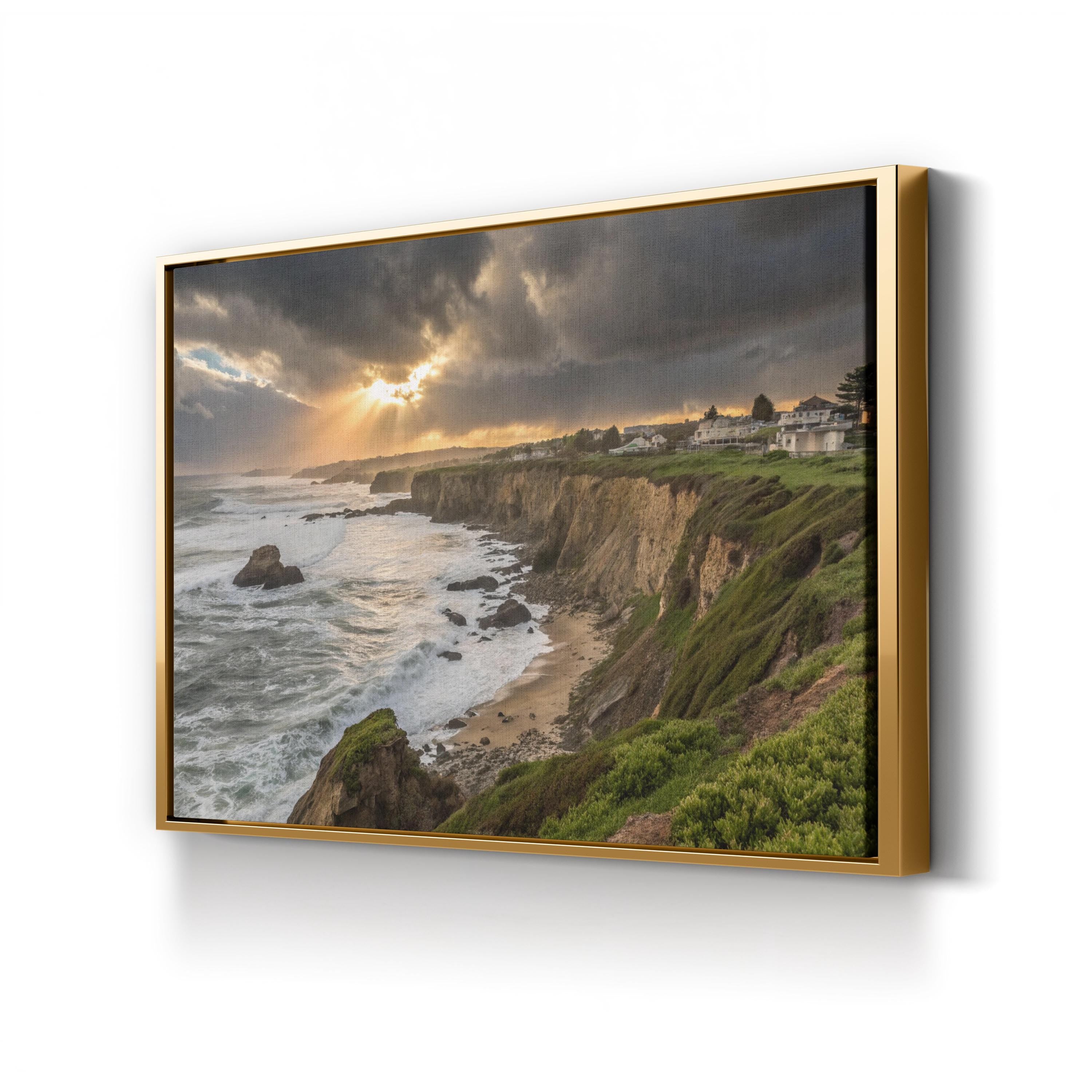 Santa Cruz Sunset, Santa Cruz, California Canvas Art, Coastal Cliff Ocean Landscape