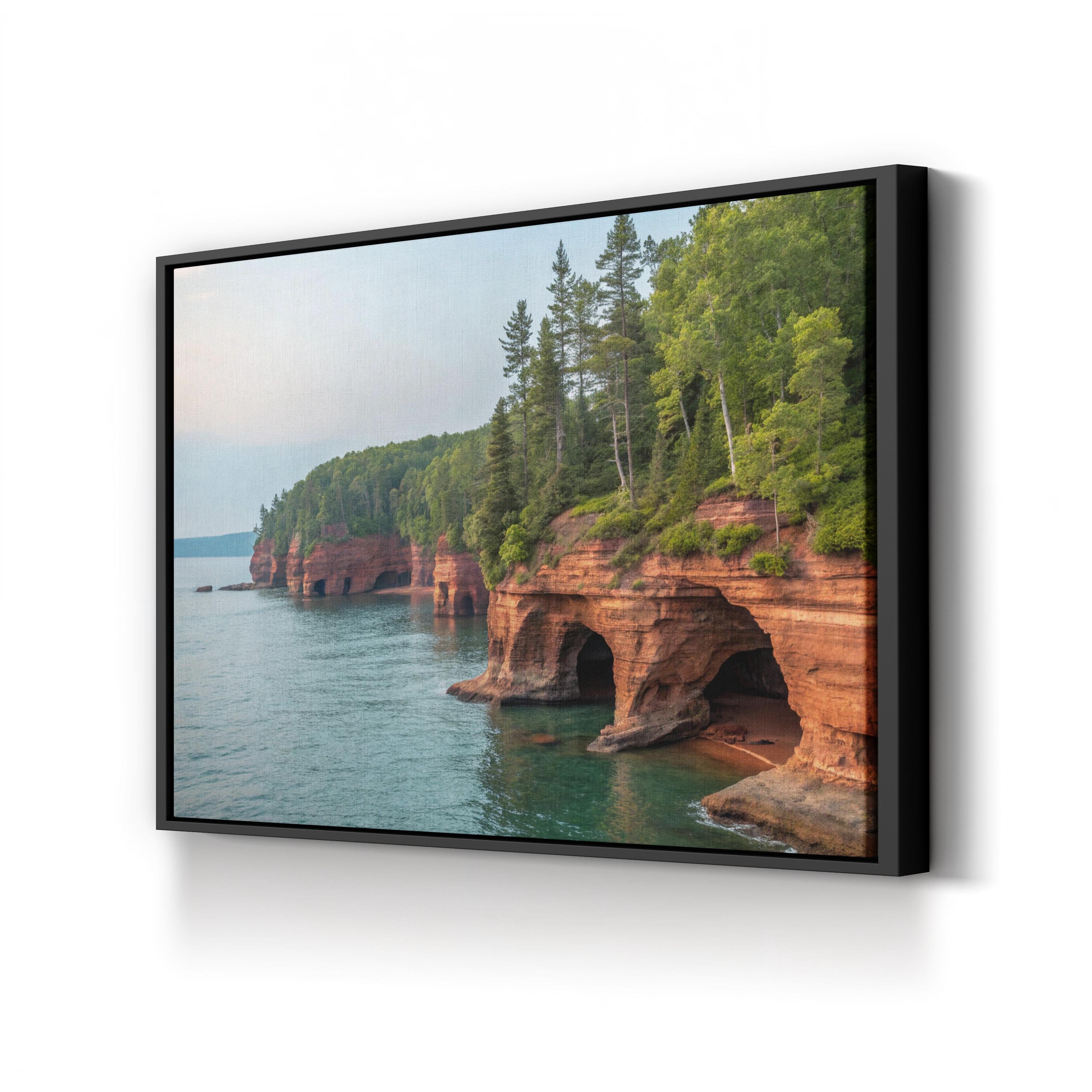 Sea Caves Apostle Islands— Lake Superior Sandstone Cliffs Print, Wisconsin Coastal Landscape