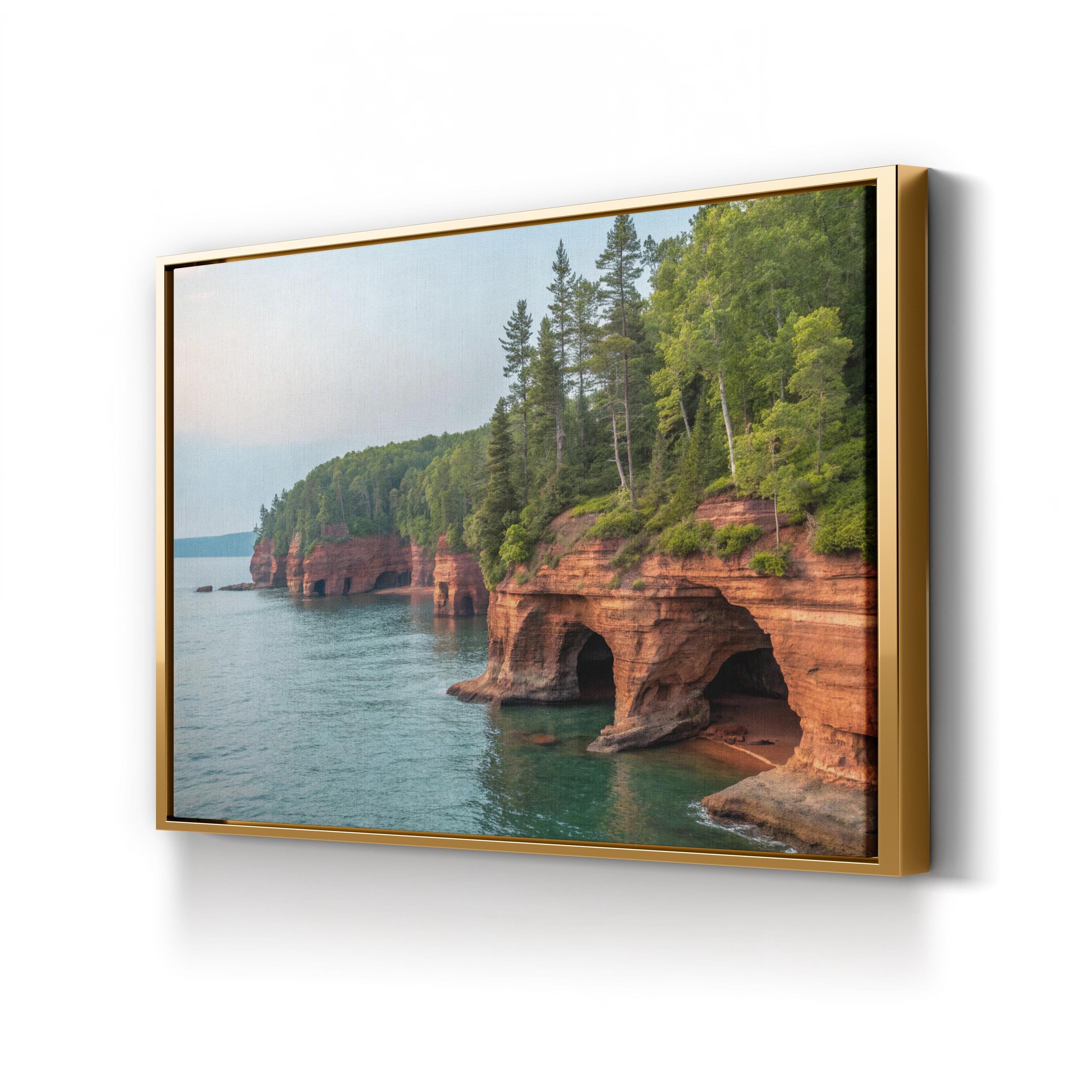 Sea Caves Apostle Islands— Lake Superior Sandstone Cliffs Print, Wisconsin Coastal Landscape