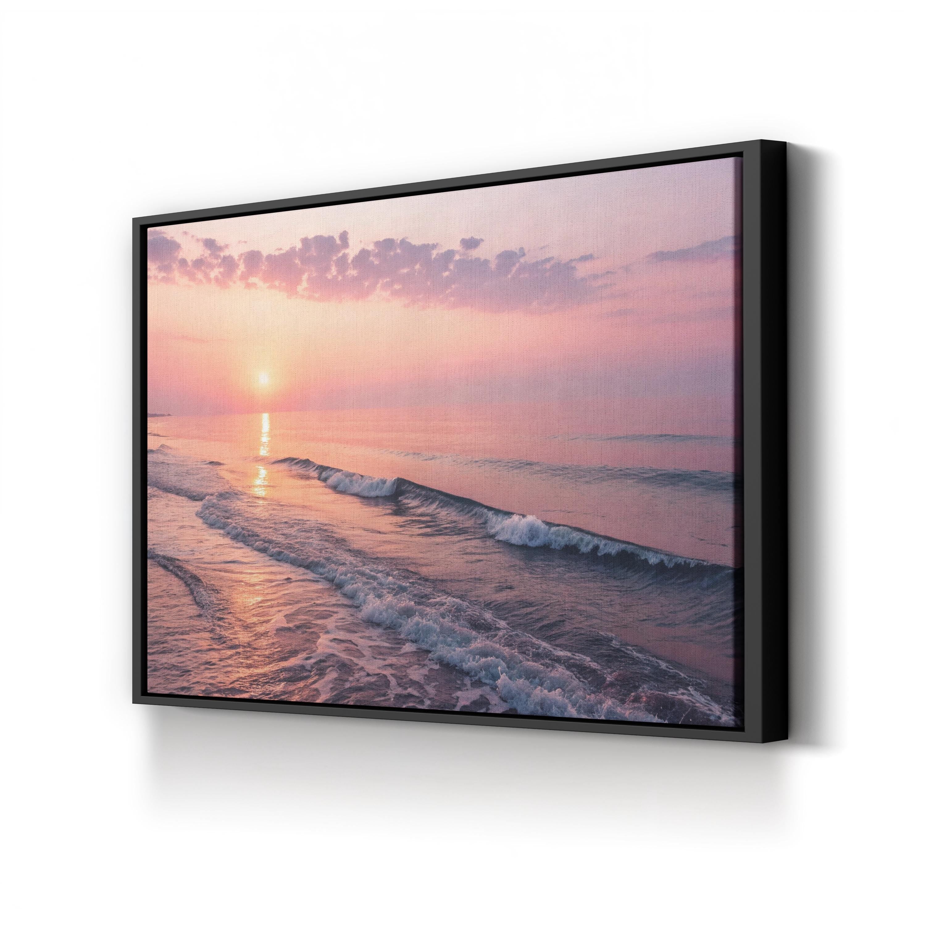 Coastal Wave at Sunset — Modern Beach House Canvas Wall Art
