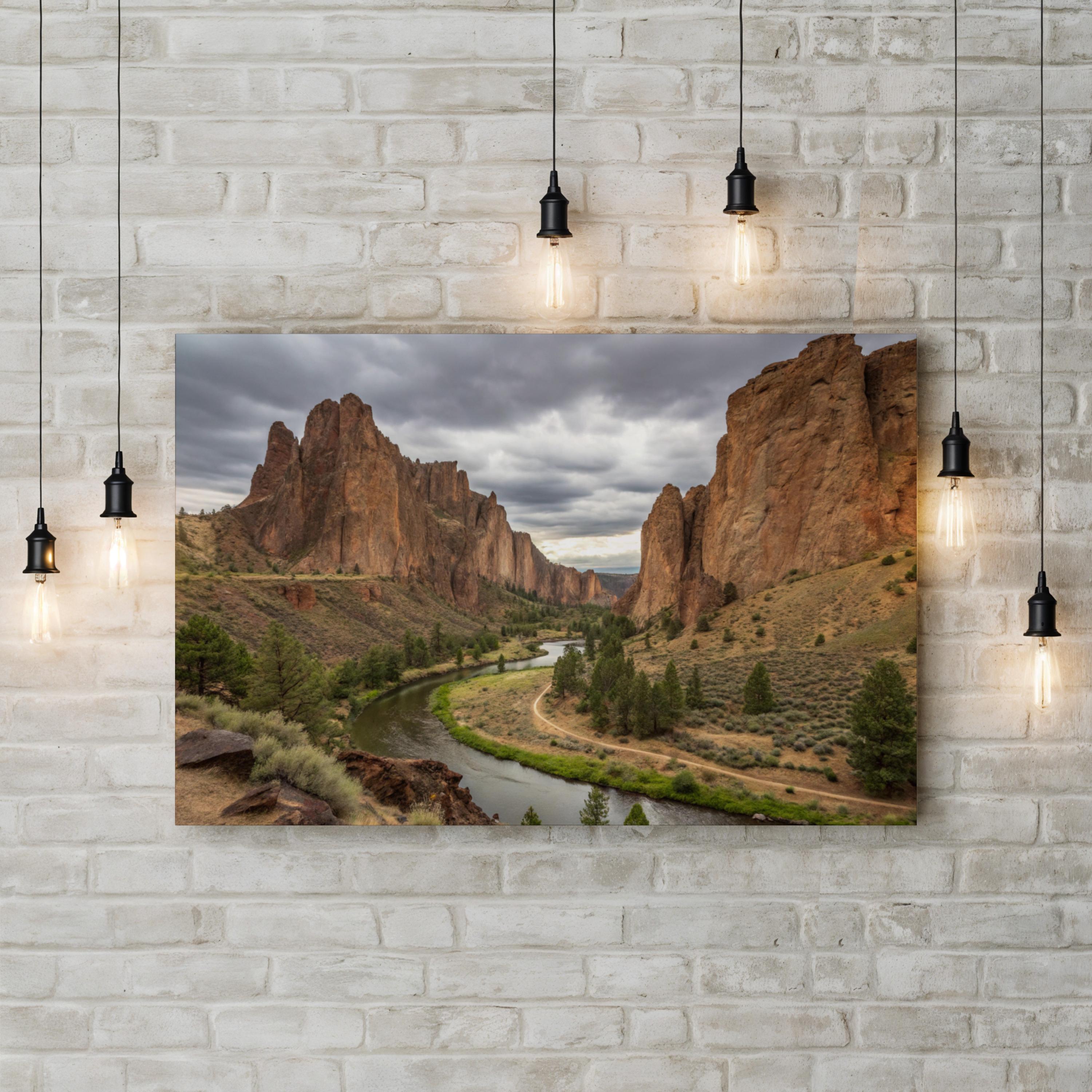 Smith Rock State Park – Vintage Photography Wall Art | Oregon Landscape Canvas Print