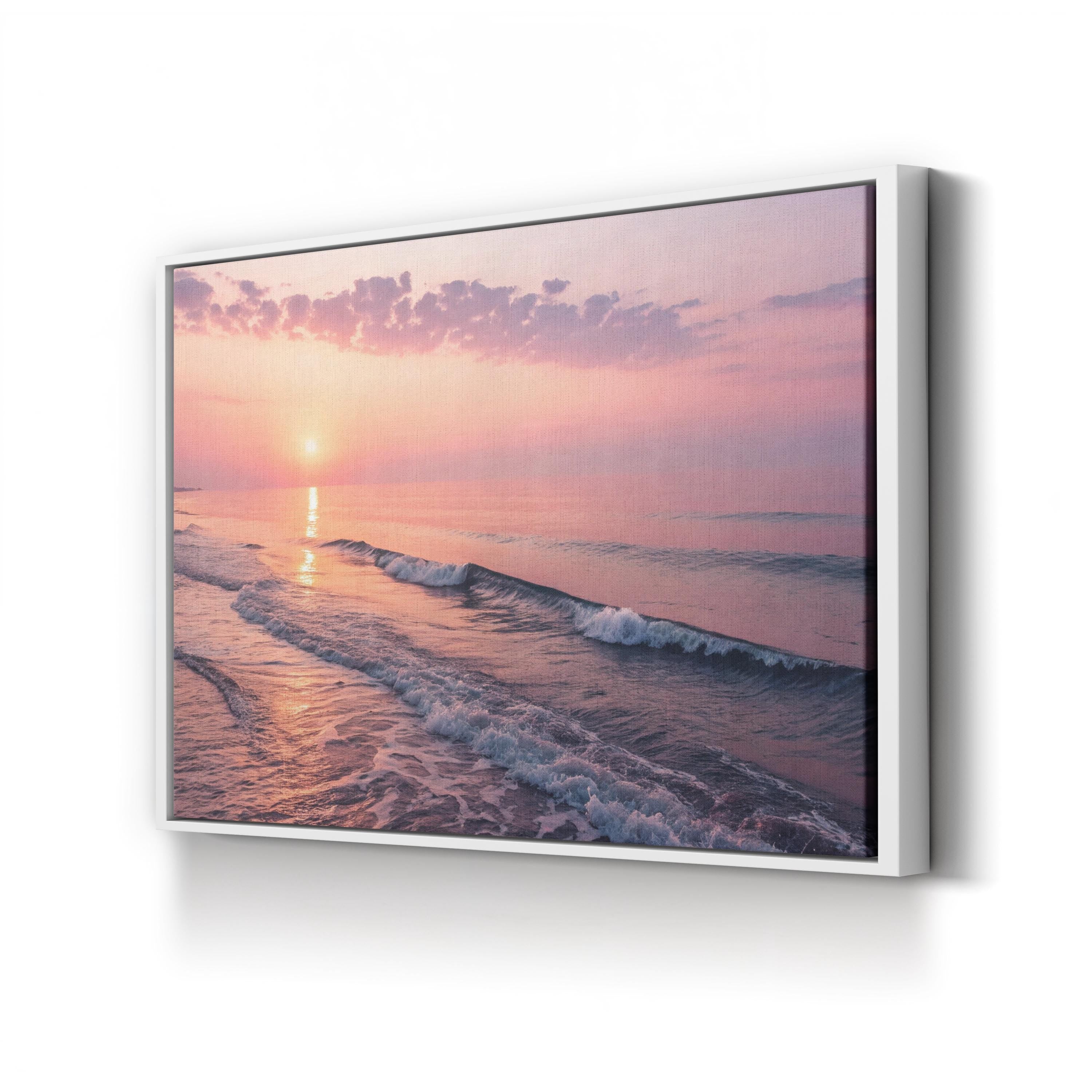 Coastal Wave at Sunset — Modern Beach House Canvas Wall Art