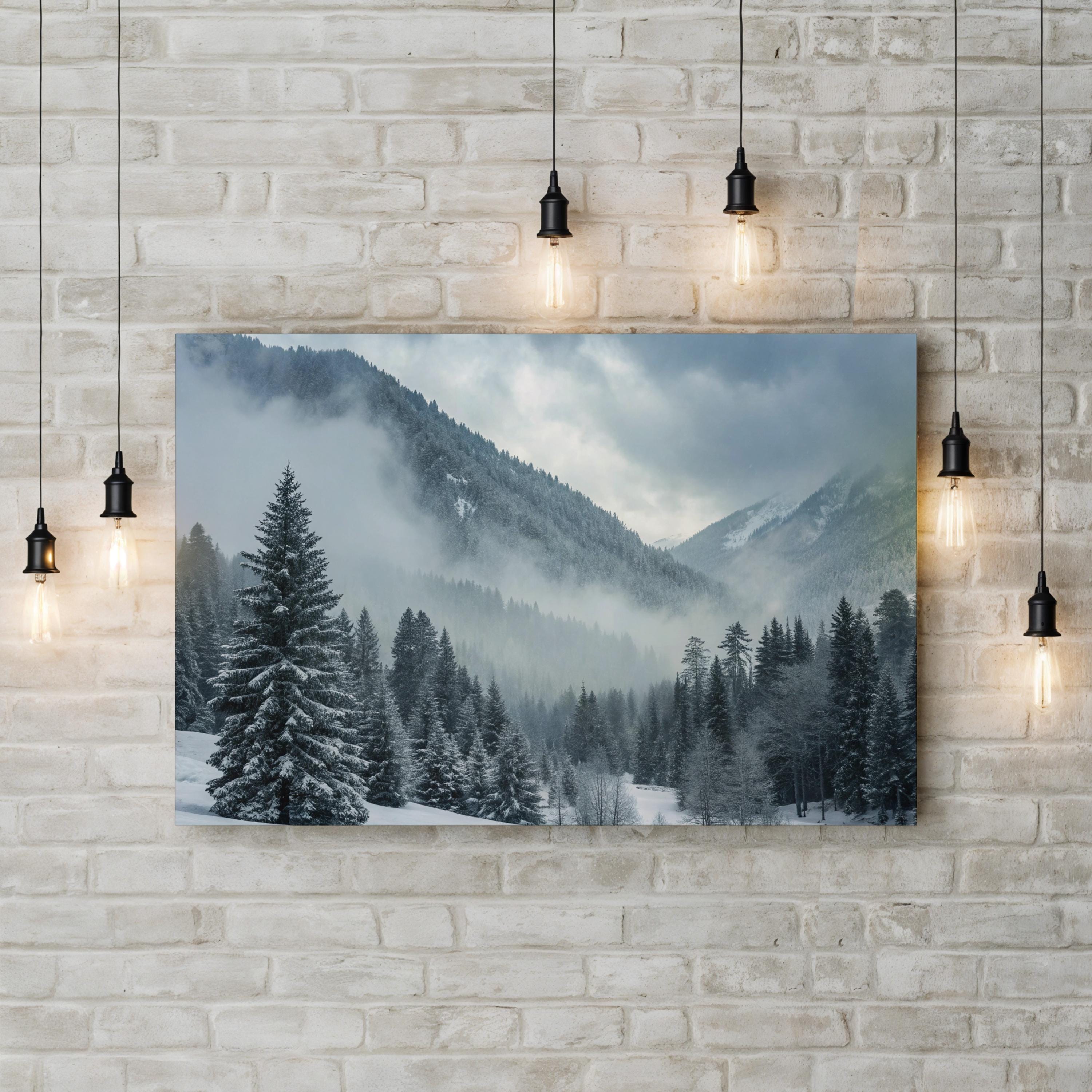 Snowy Mountain Winter – Vintage Photography Wall Art | Alpine Landscape Canvas Print
