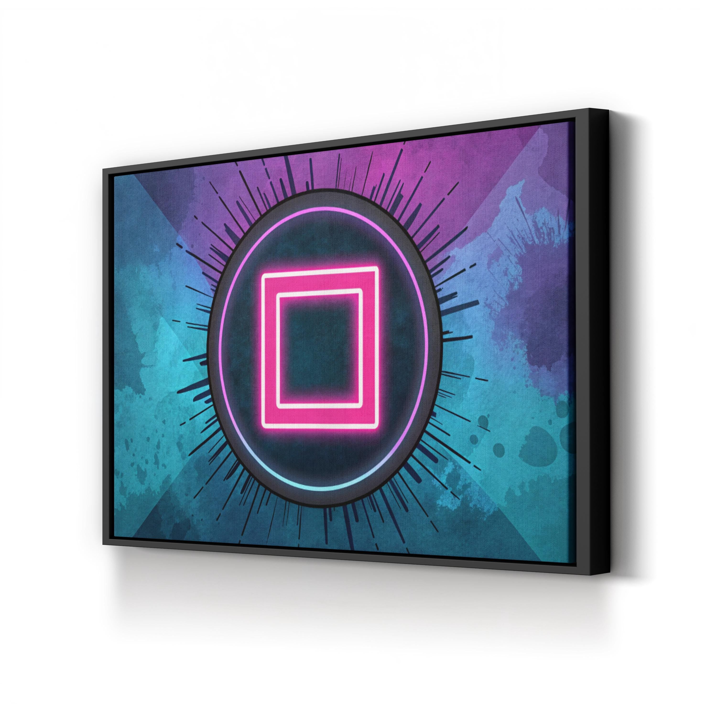 Neon Geometric Squares – Period Illustration Wall Art | Modern Abstract Canvas Print