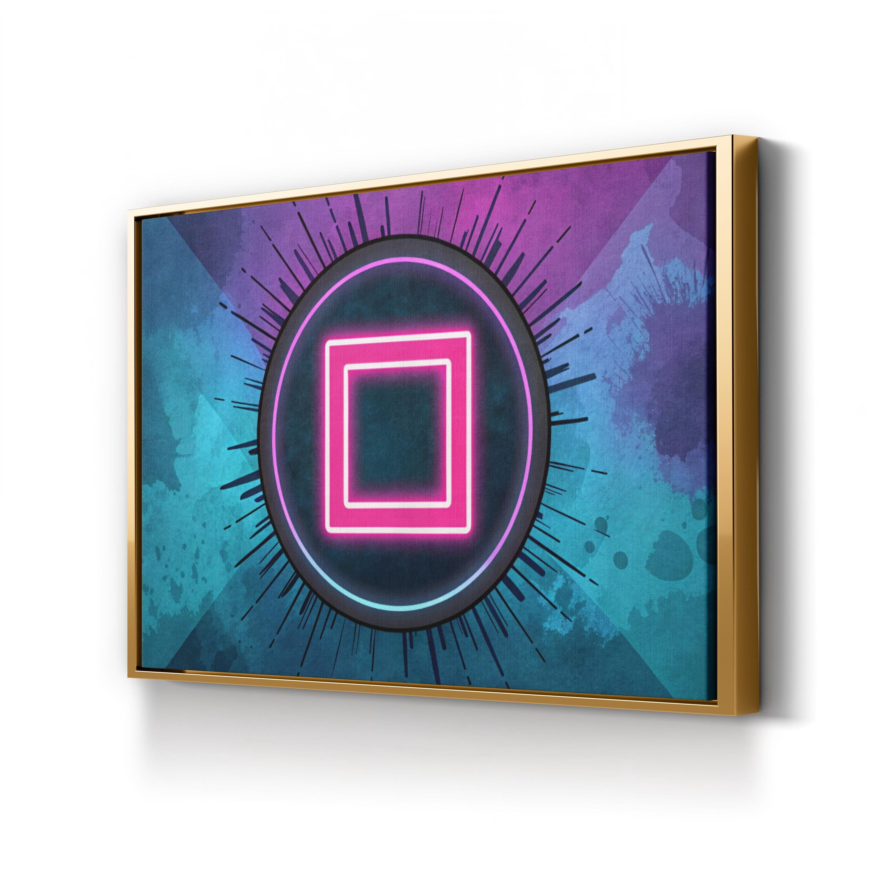 Neon Geometric Squares – Period Illustration Wall Art | Modern Abstract Canvas Print