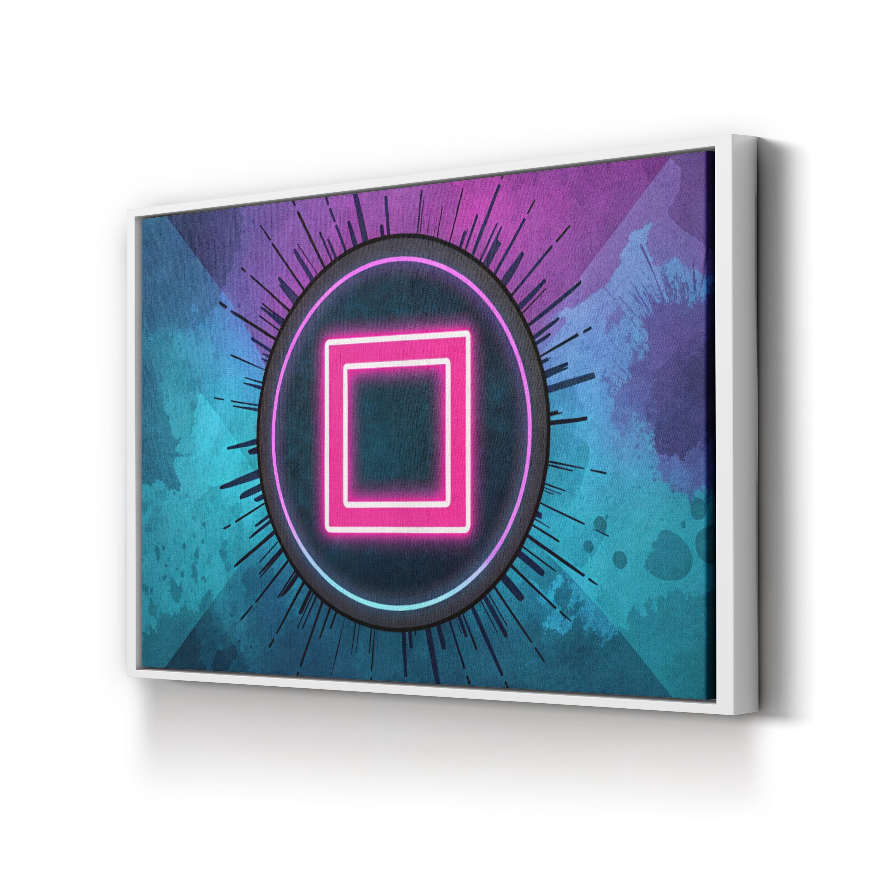 Neon Geometric Squares – Period Illustration Wall Art | Modern Abstract Canvas Print