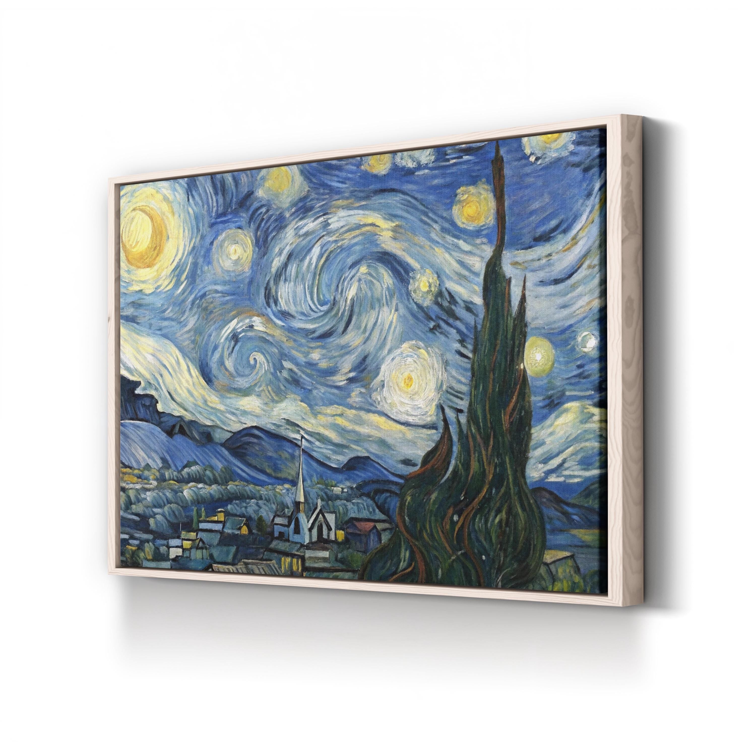 The Starry Night by Vincent van Gogh canvas print in oak frame