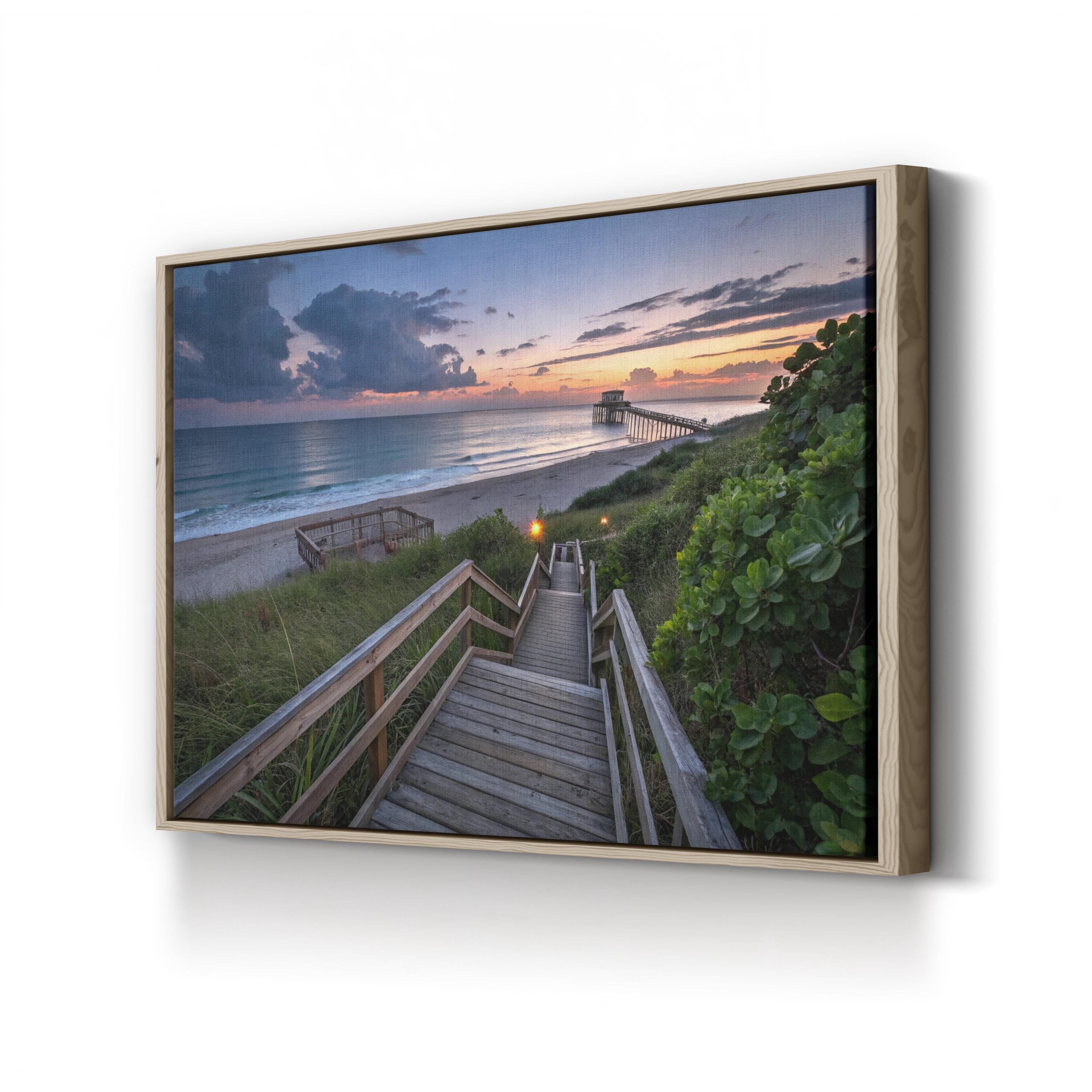 Juno Beach Pier Sunset Canvas Wall Art — Juno Beach Pier Florida Coastal Boardwalk Landscape Print