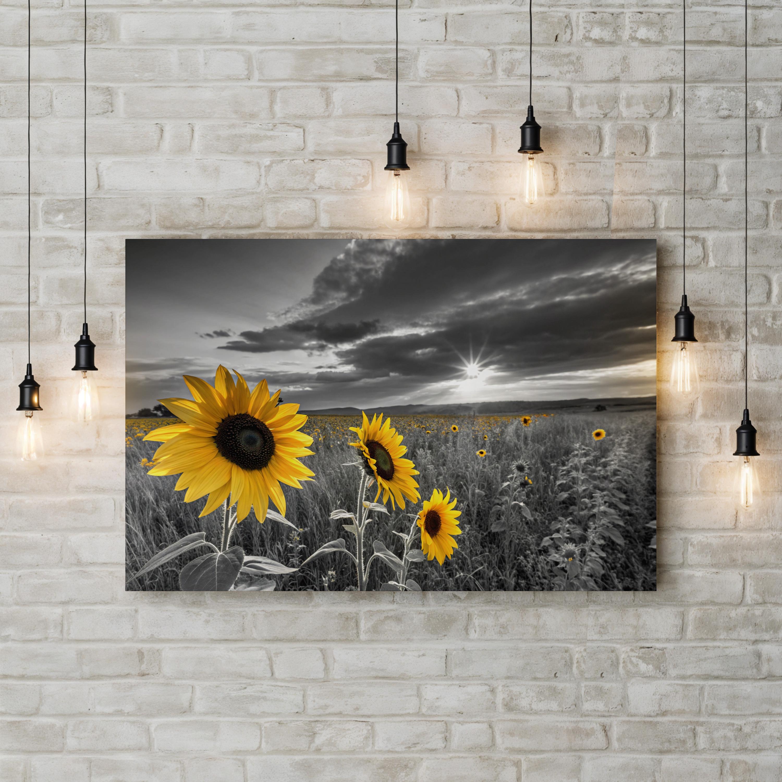 Sunflower Color Pop – Period Illustration Wall Art | Dramatic Sky Canvas Print