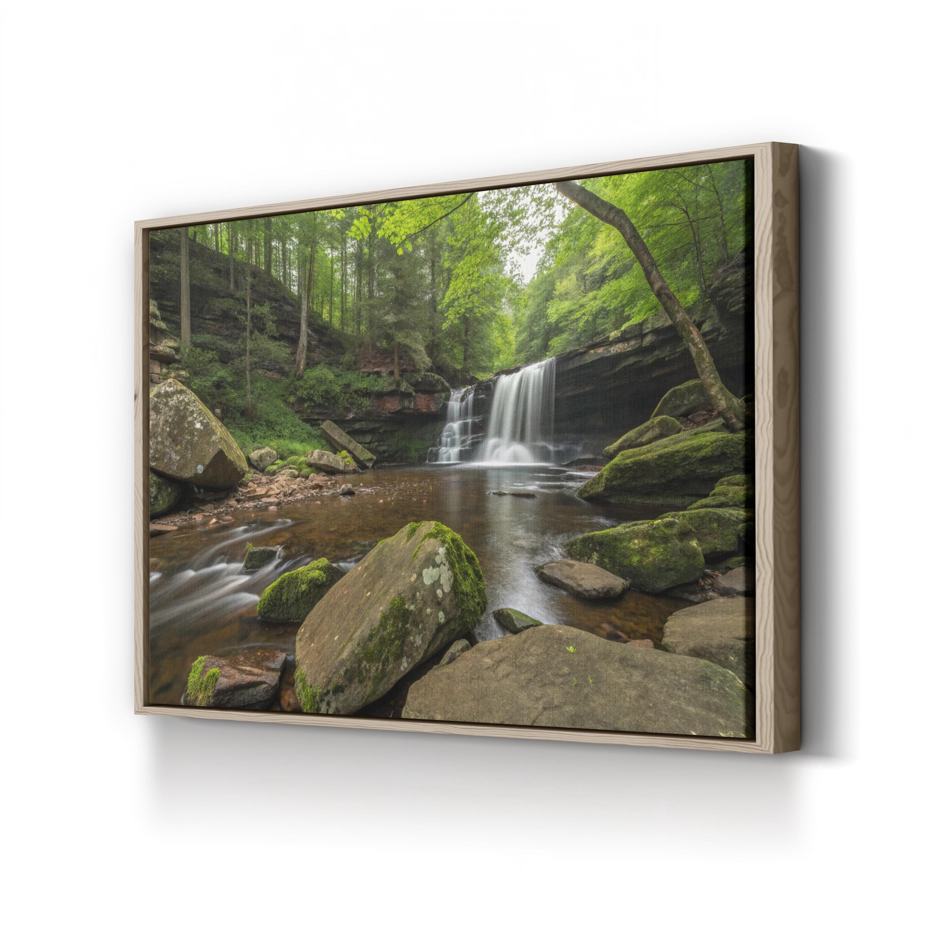 Ricketts Glen Waterfall – Vintage Photography Wall Art | Forest Nature Canvas Print