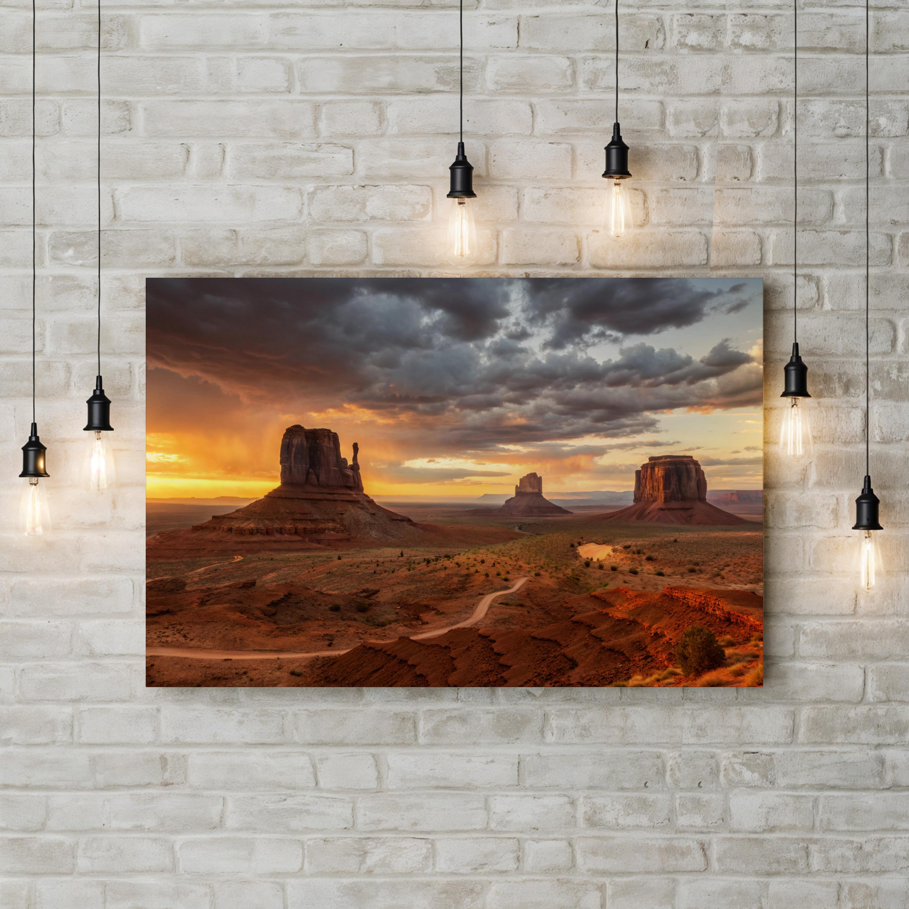 Monument Valley Sunrise – Vintage Photography Wall Art | Desert Landscape Canvas Print