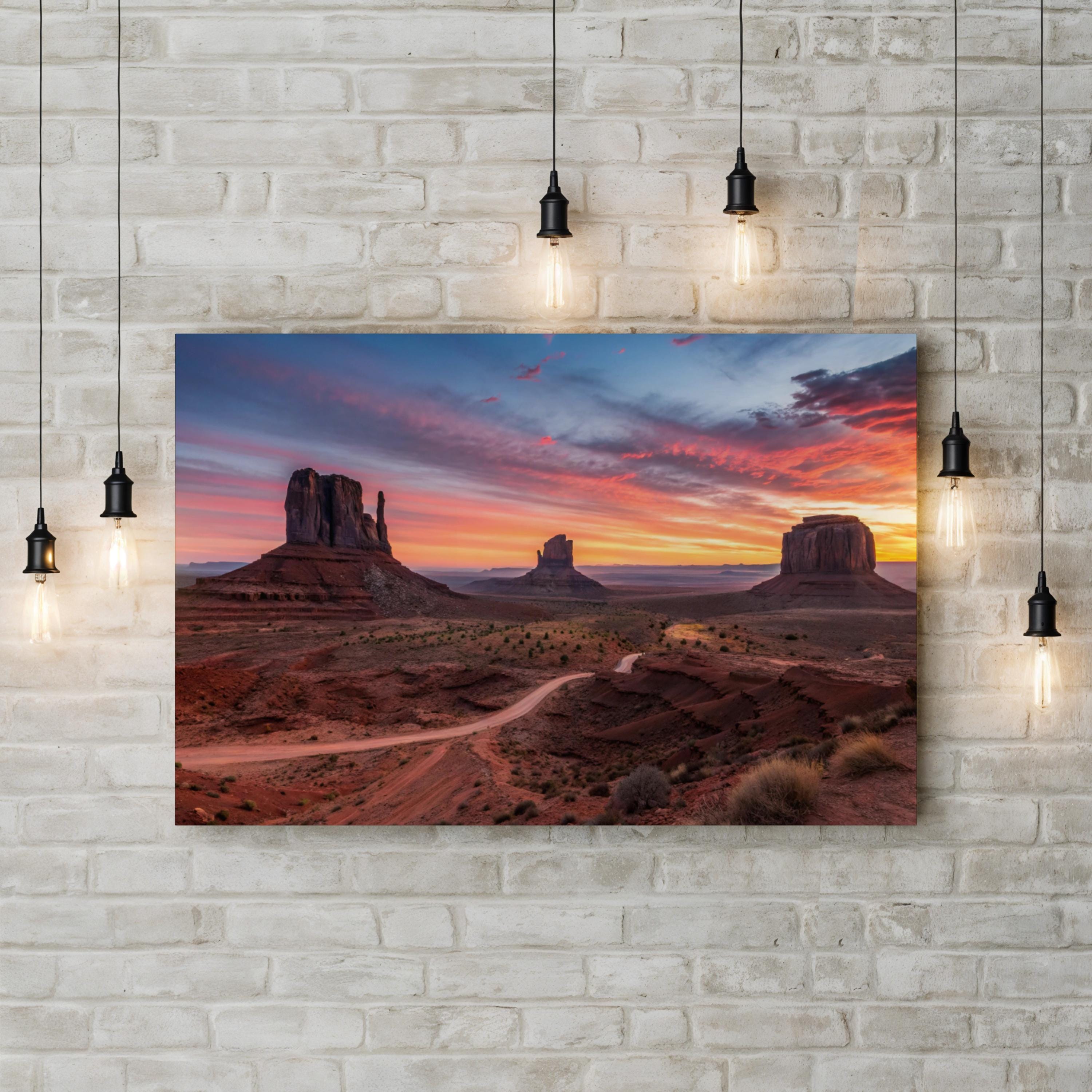 Monument Valley Sunset – Vintage Photography Wall Art | Desert Landscape Canvas Print