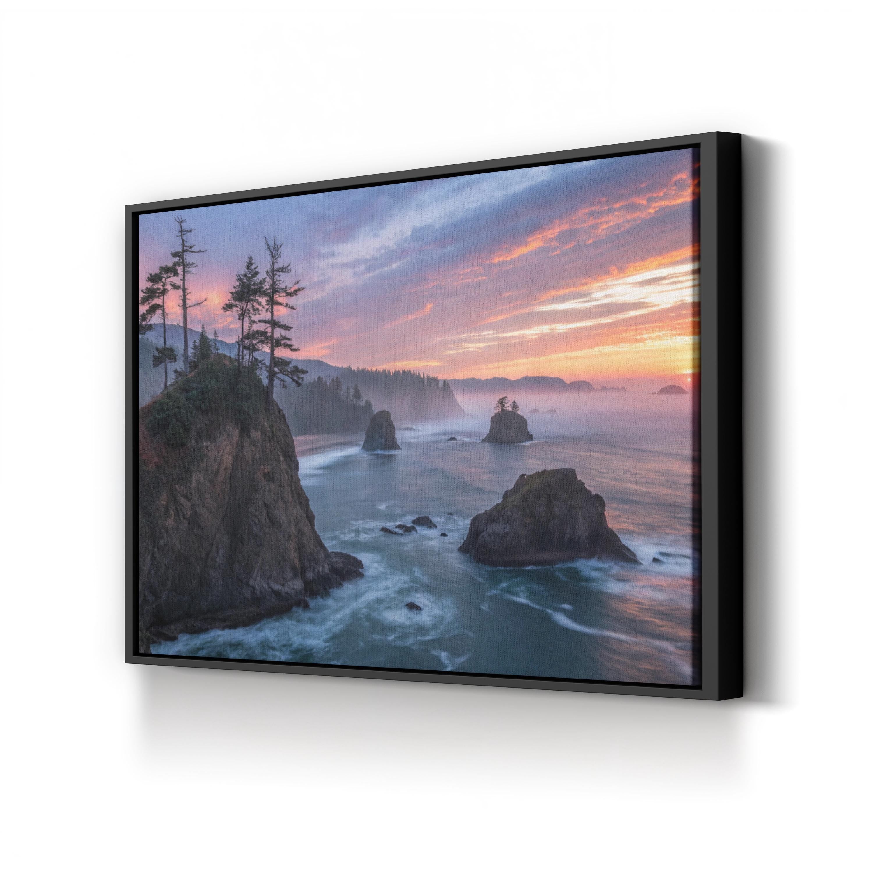 Cannon Beach Sea Stacks Sunset, Haystack Rock, Oregon Coast Photography