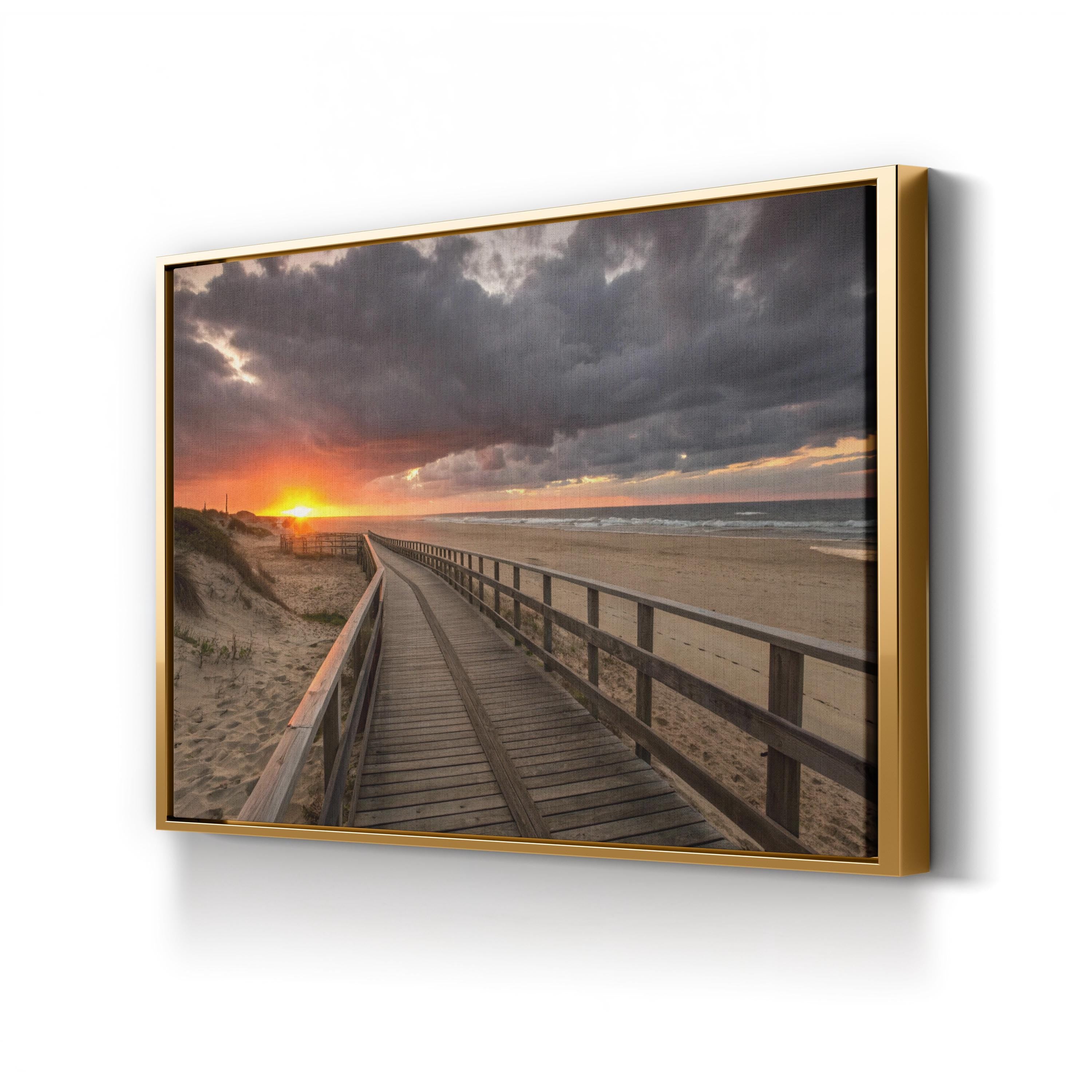 Sunset Beach Boardwalk – Vintage Photography Wall Art | Coastal Ocean Canvas Print