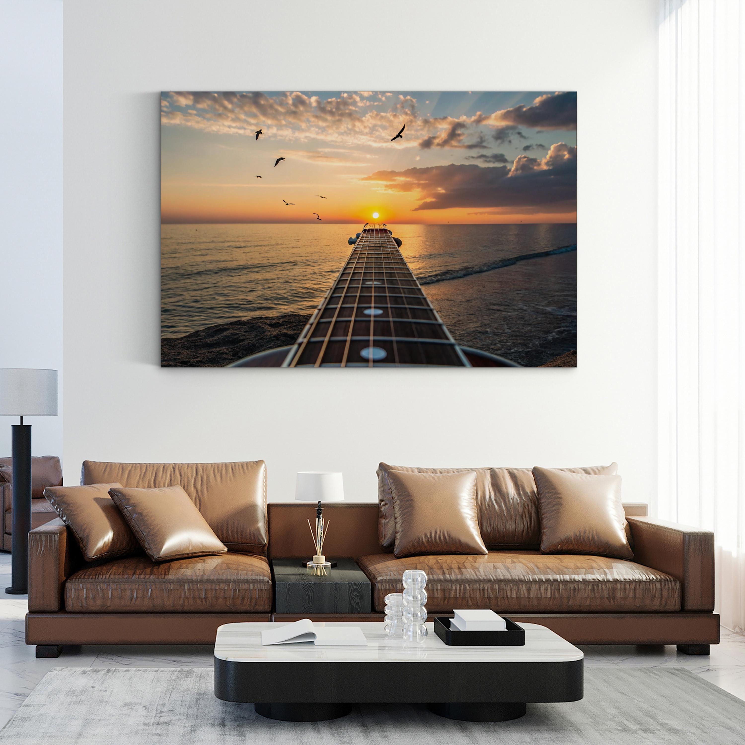 Sunset Guitar, Pacific Ocean Coast, California Canvas Print: Coastal Conceptual Sunset Photography