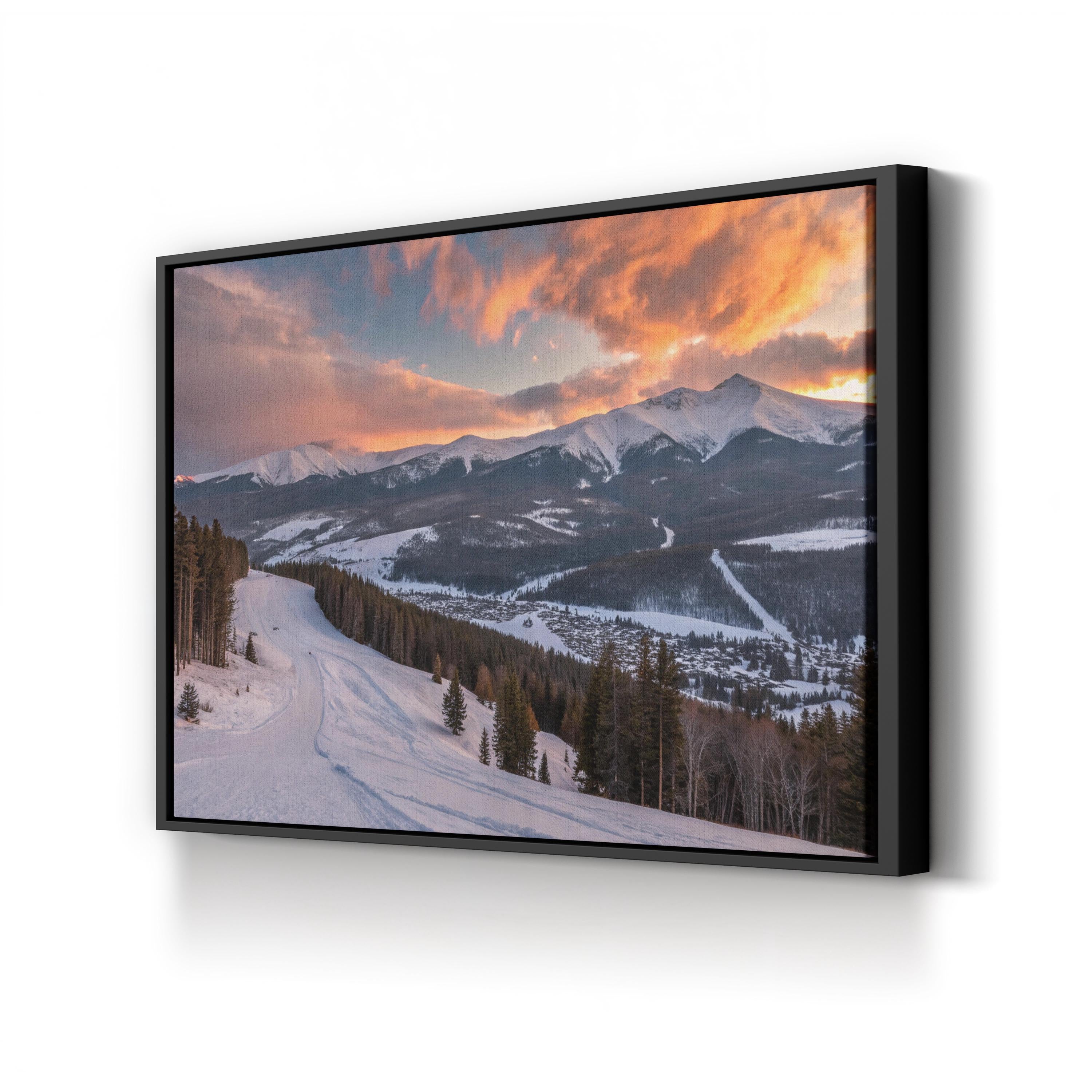 Breckenridge Sunset Canvas Print – Mountain Winter Landscape Wall Art