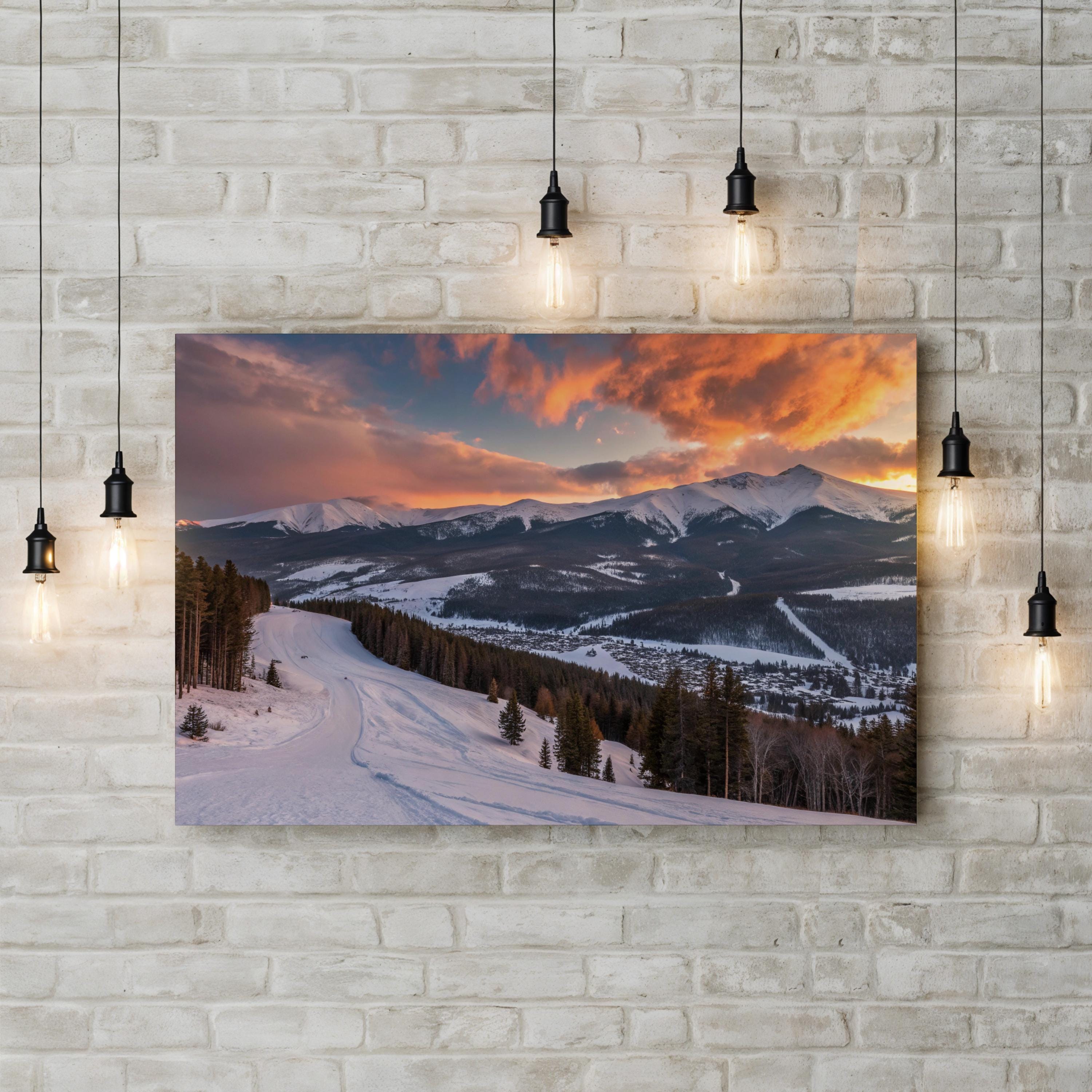 Breckenridge Sunset Canvas Print – Mountain Winter Landscape Wall Art