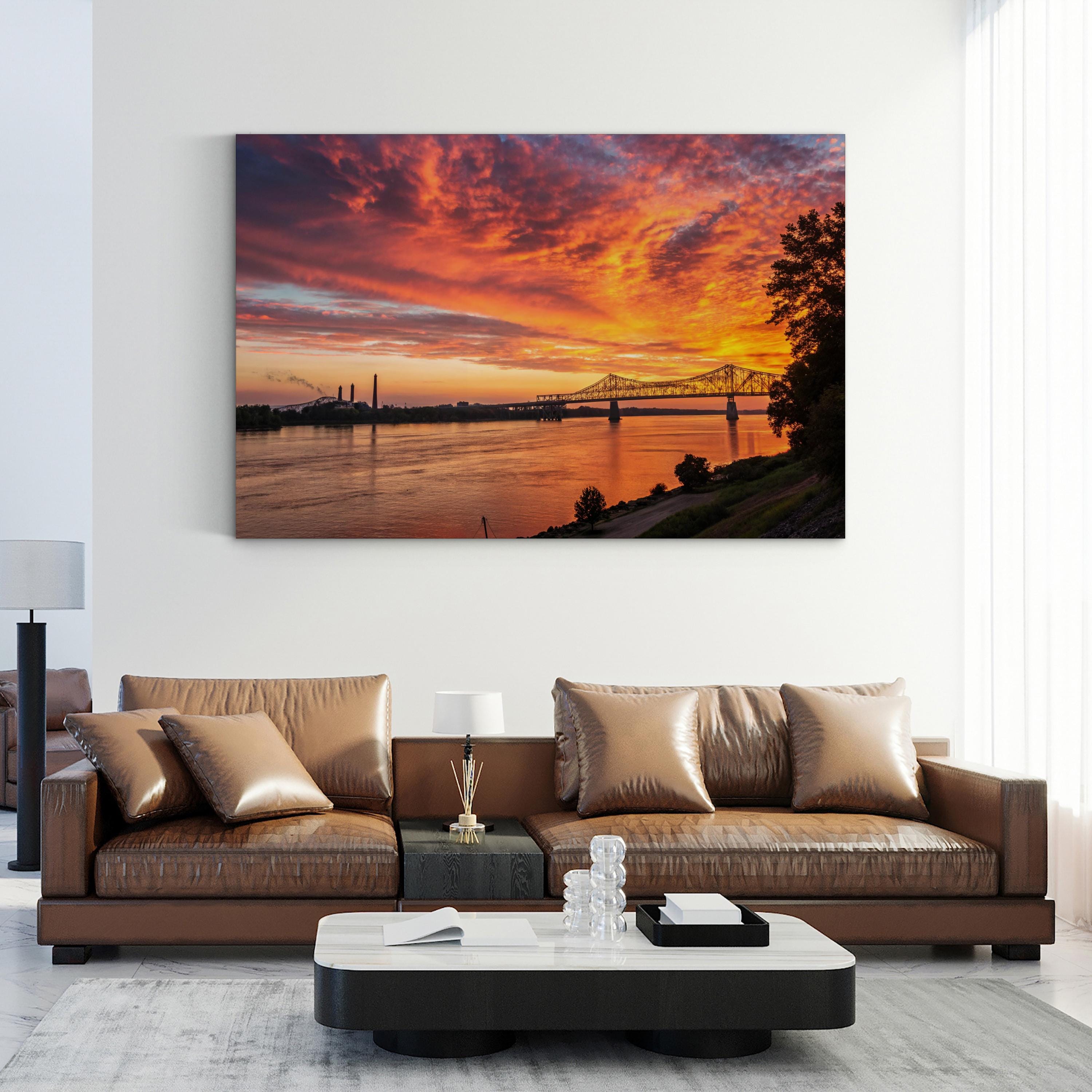 Memphis Sunset, Memphis, Tennessee, USA Wall Art — Mississippi River Cityscape Canvas Print
