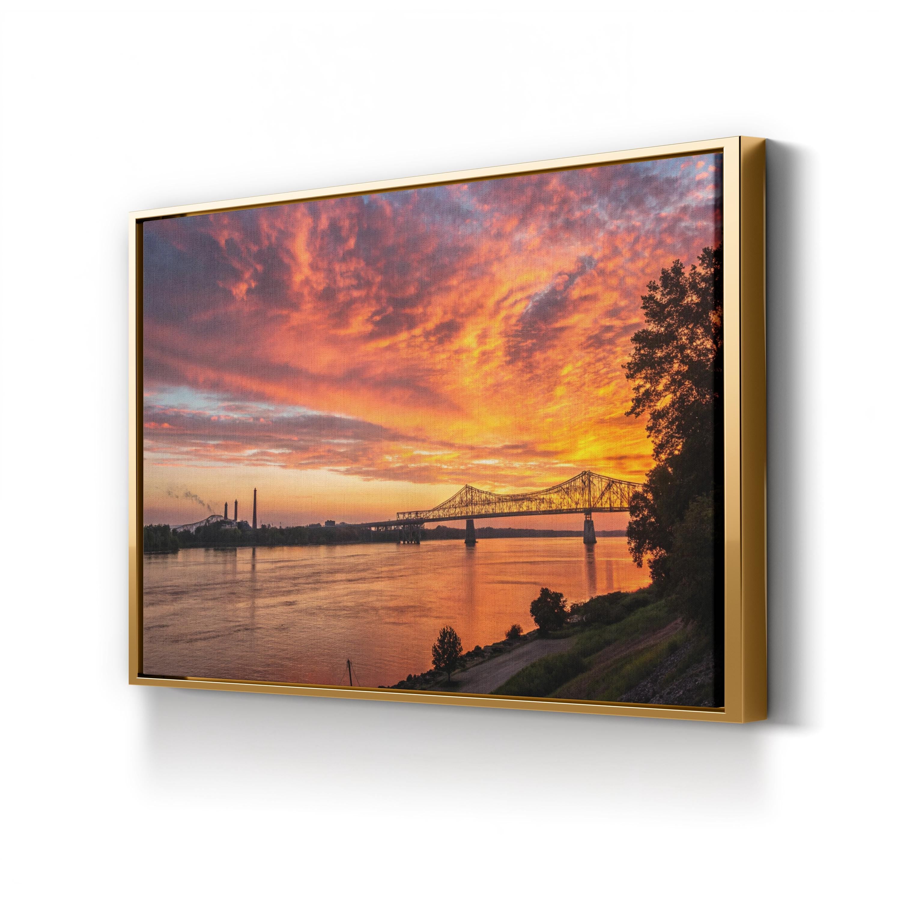 Memphis Sunset, Memphis, Tennessee, USA Wall Art — Mississippi River Cityscape Canvas Print