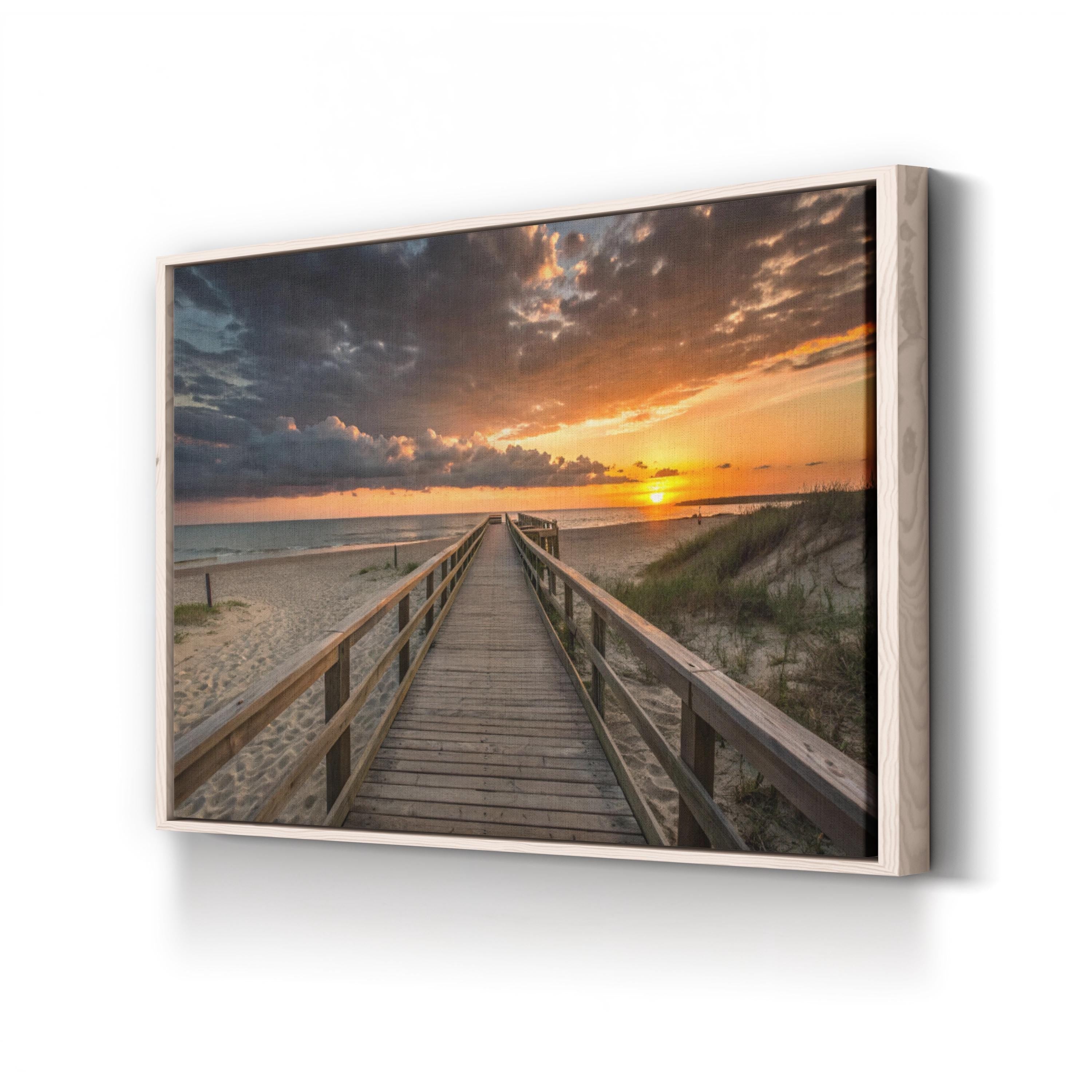 Sunset Beach Boardwalk – Vintage Photography Wall Art | Golden Ocean Canvas Print