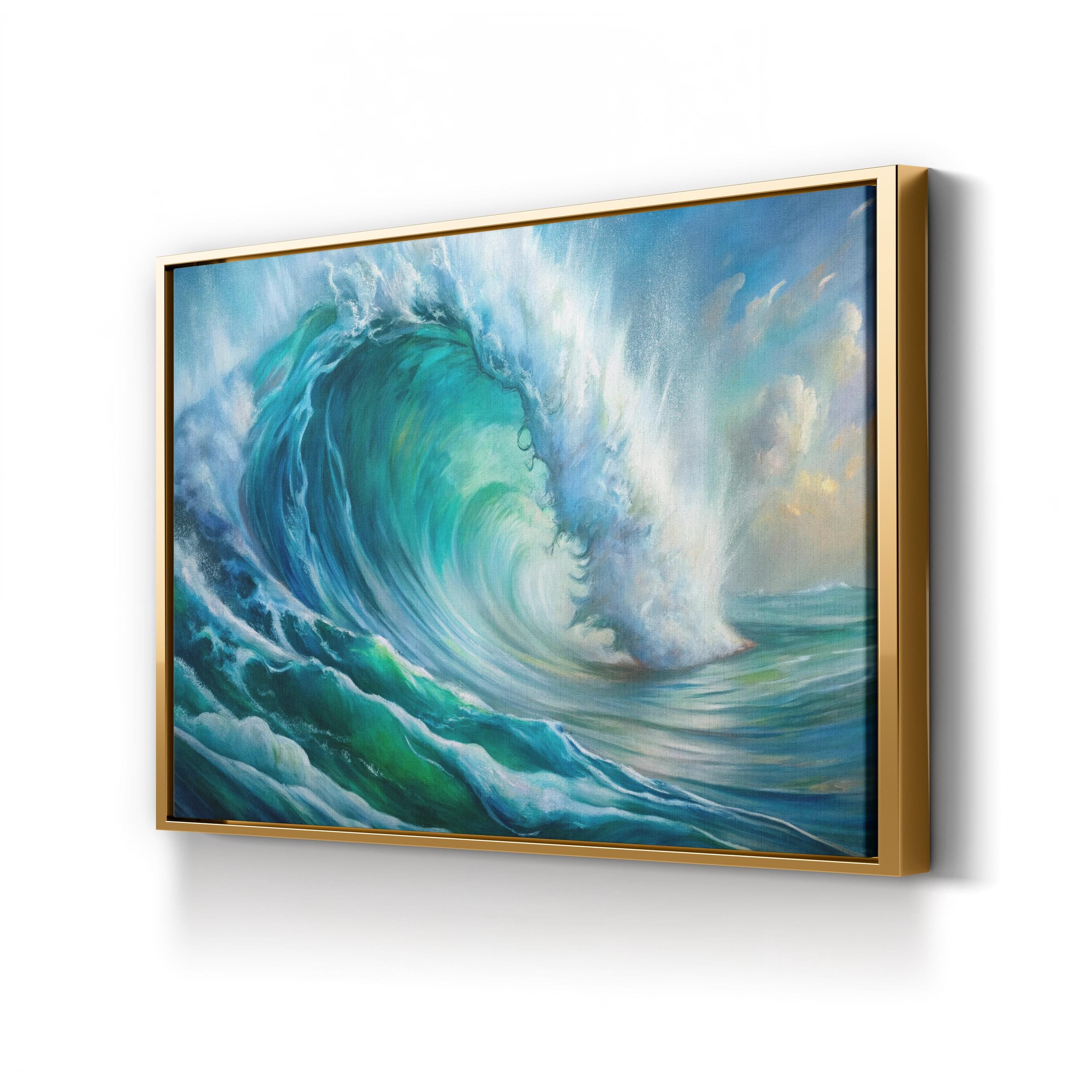 Ocean Wave Canvas Wall Art — Coastal Beach House Seascape Print