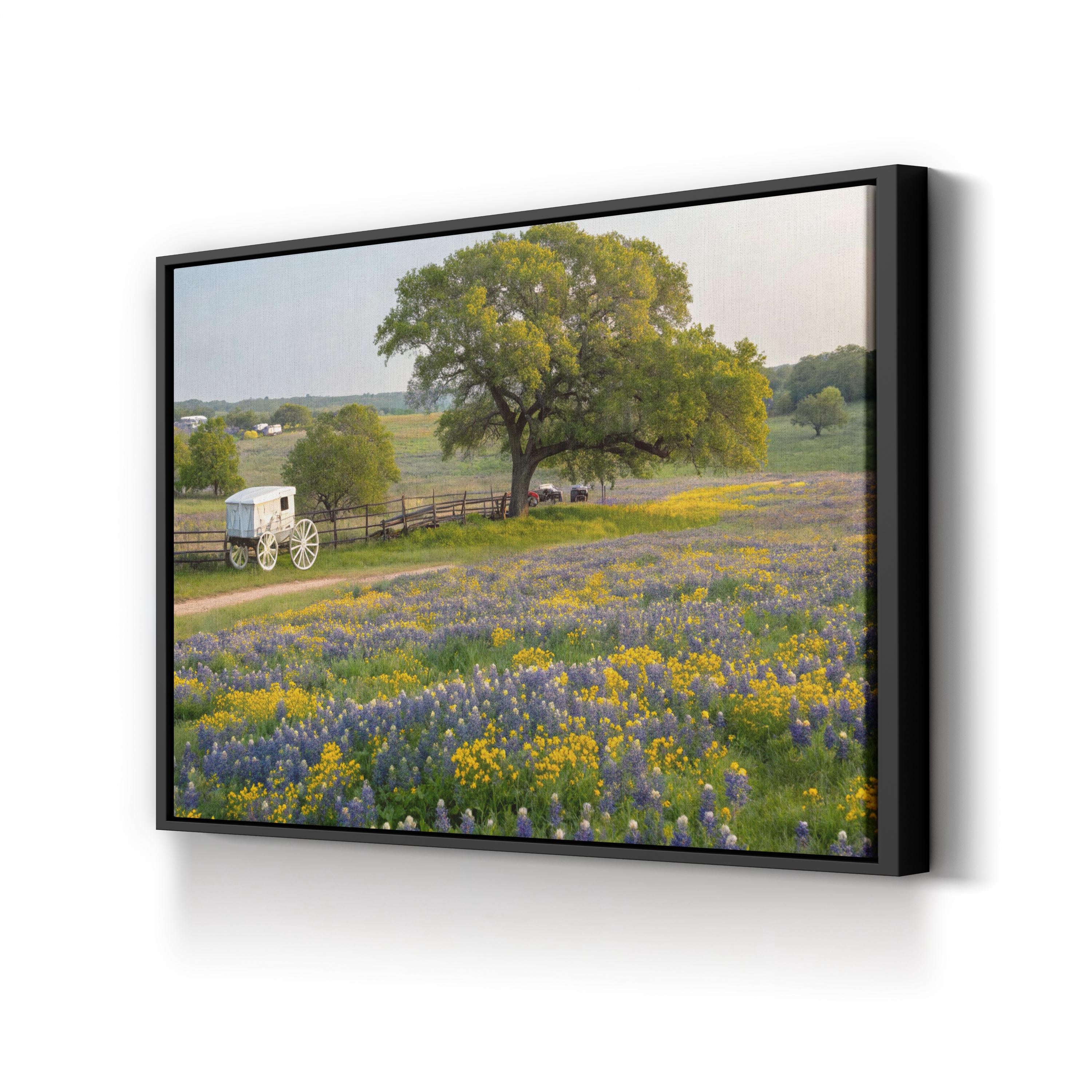 Texas Hill Country Spring – Vintage Photography Wall Art | Wildflower Landscape Canvas Print