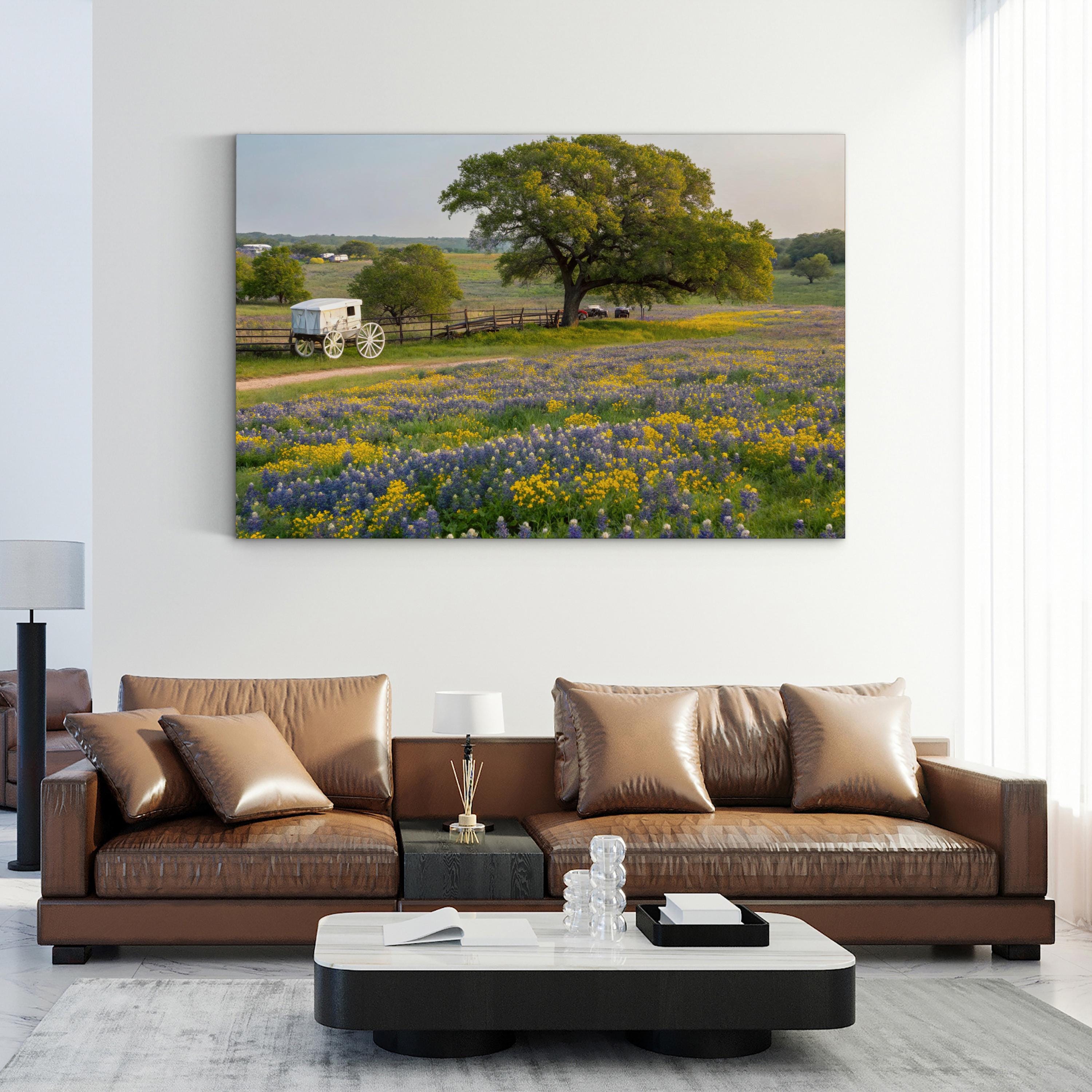 Texas Hill Country Spring – Vintage Photography Wall Art | Wildflower Landscape Canvas Print