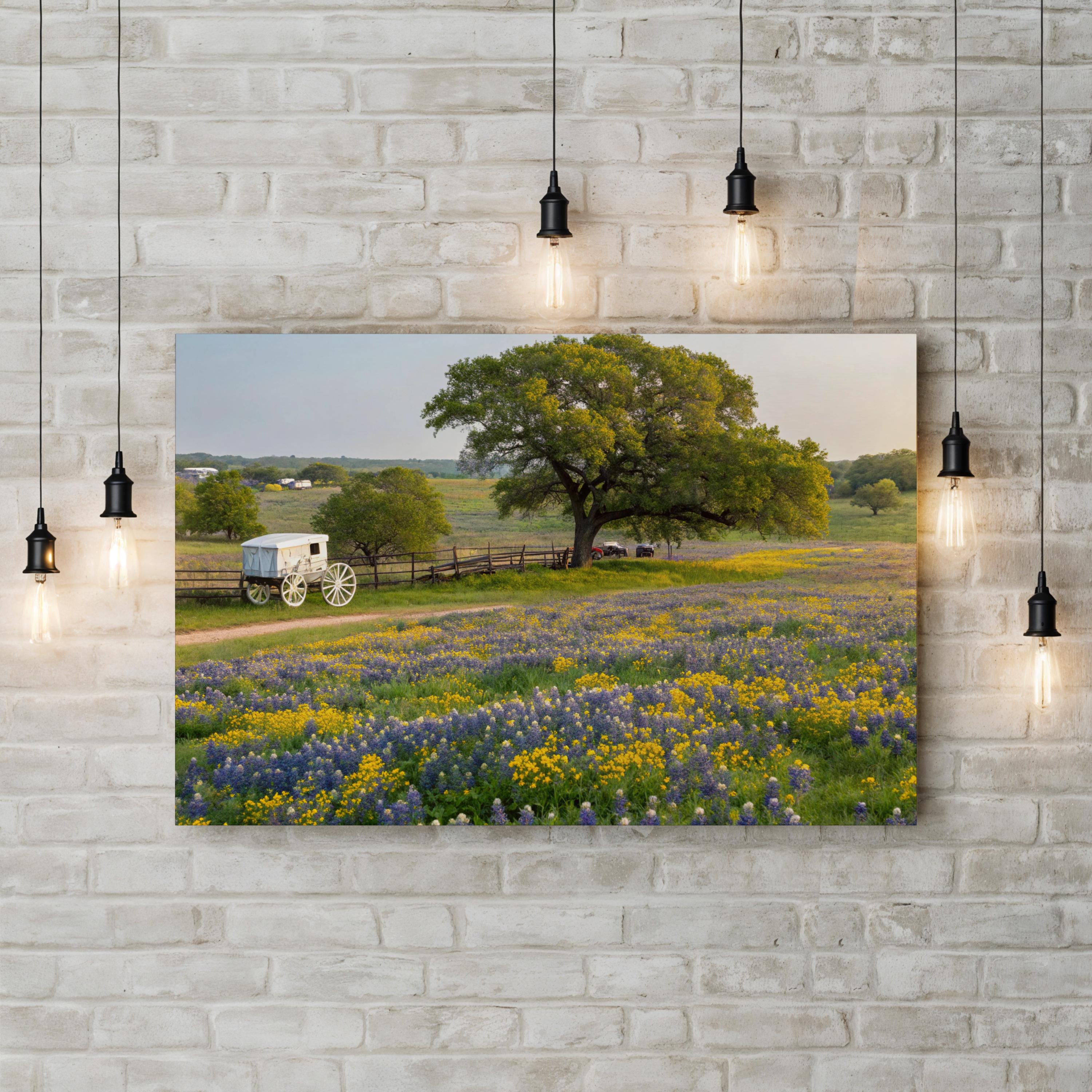 Texas Hill Country Spring – Vintage Photography Wall Art | Wildflower Landscape Canvas Print
