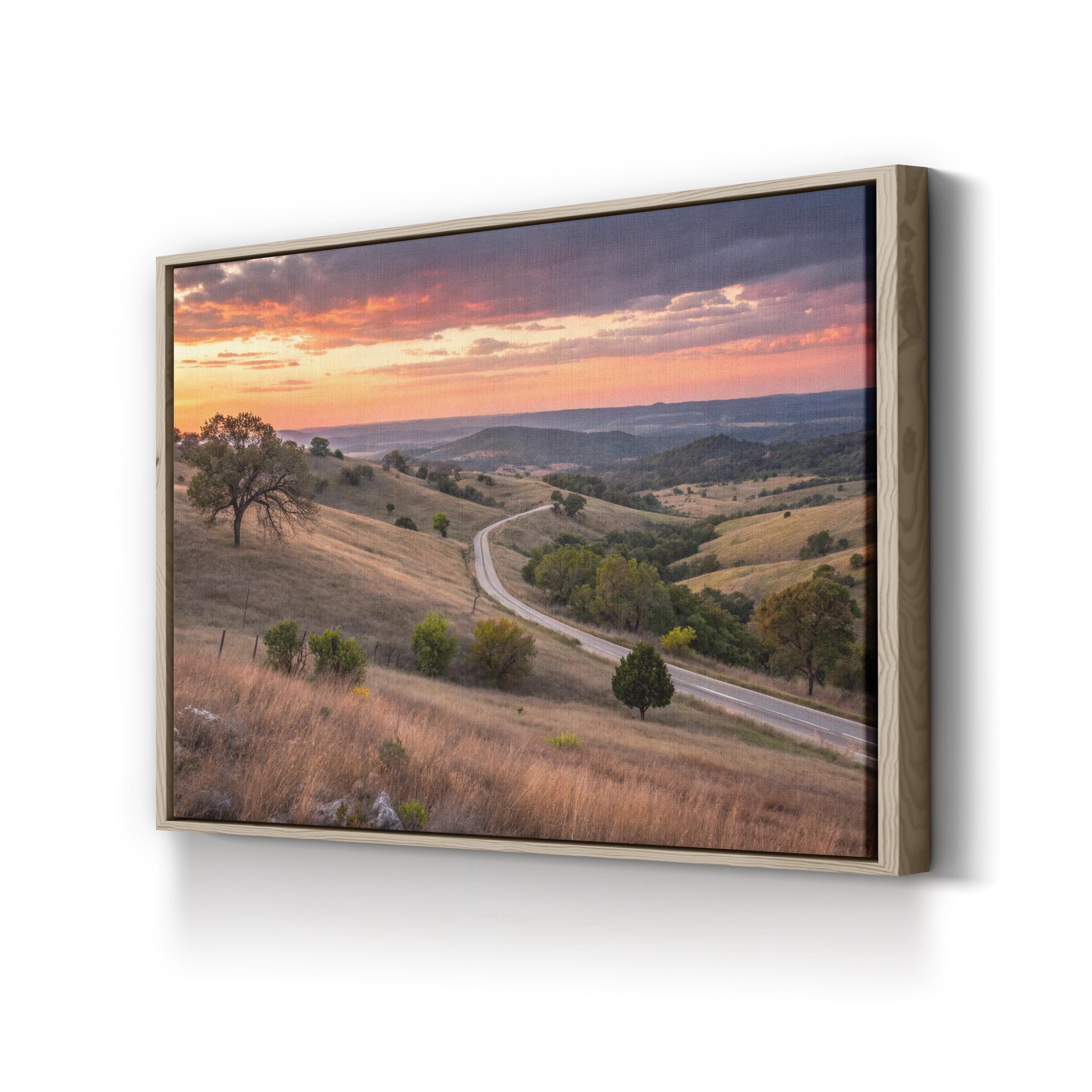 Texas Hill Country Sunset Wall Art — Rustic Landscape Photography Canvas Print