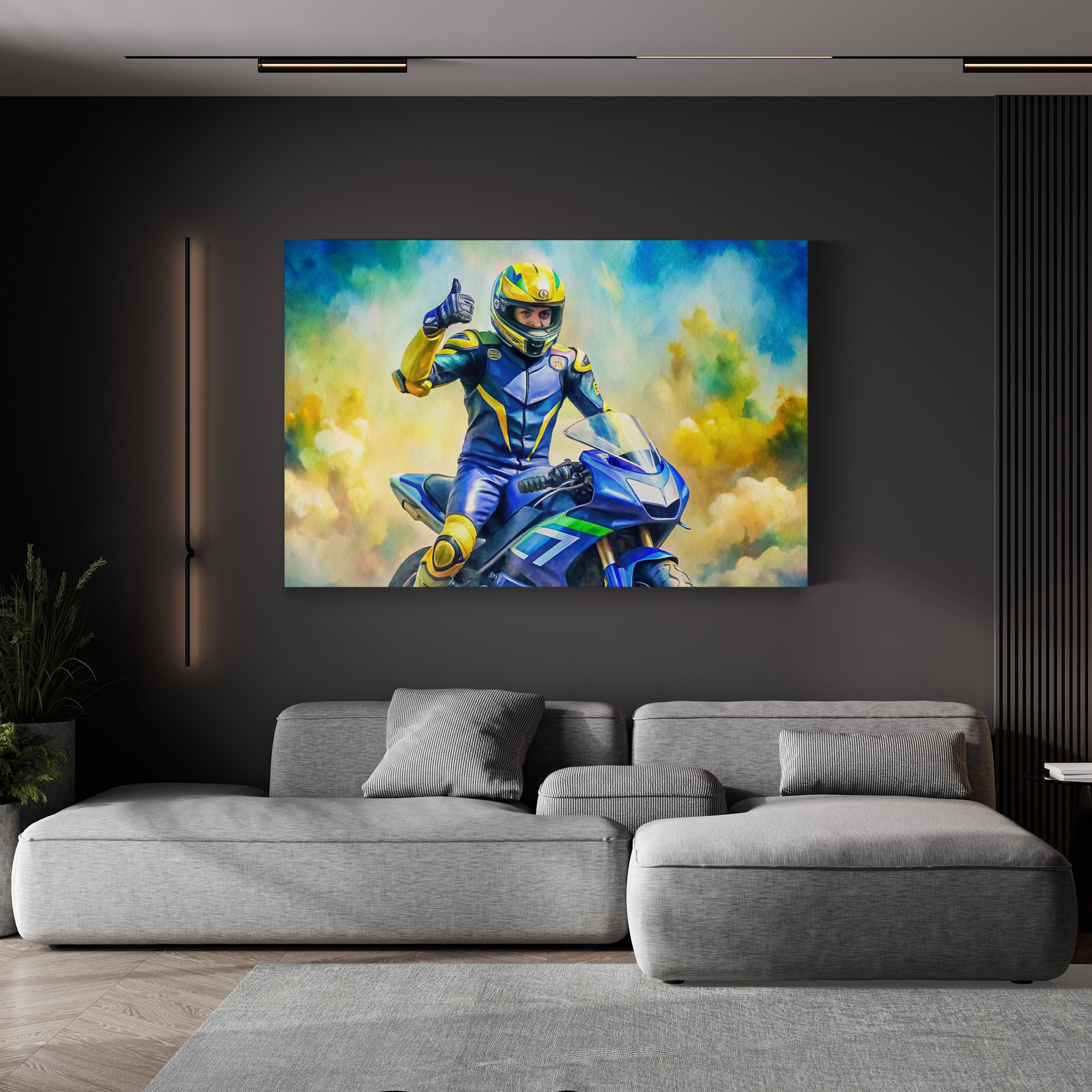 Motorcycle Racing GP Legend – Period Illustration Wall Art | Sports Canvas Print