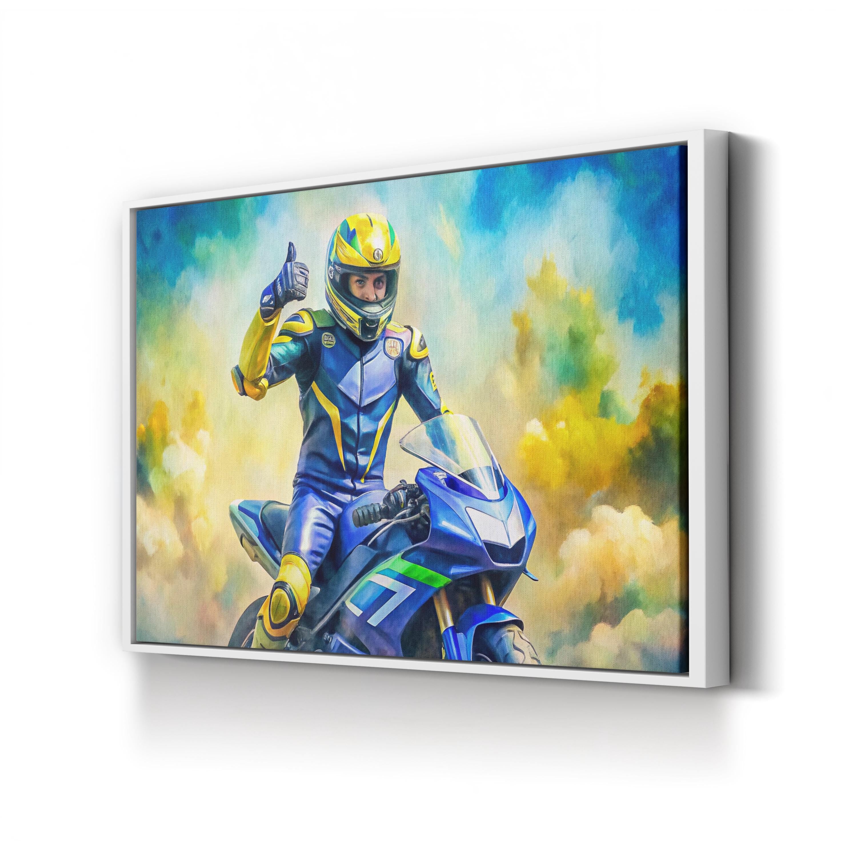 Motorcycle Racing GP Legend – Period Illustration Wall Art | Sports Canvas Print
