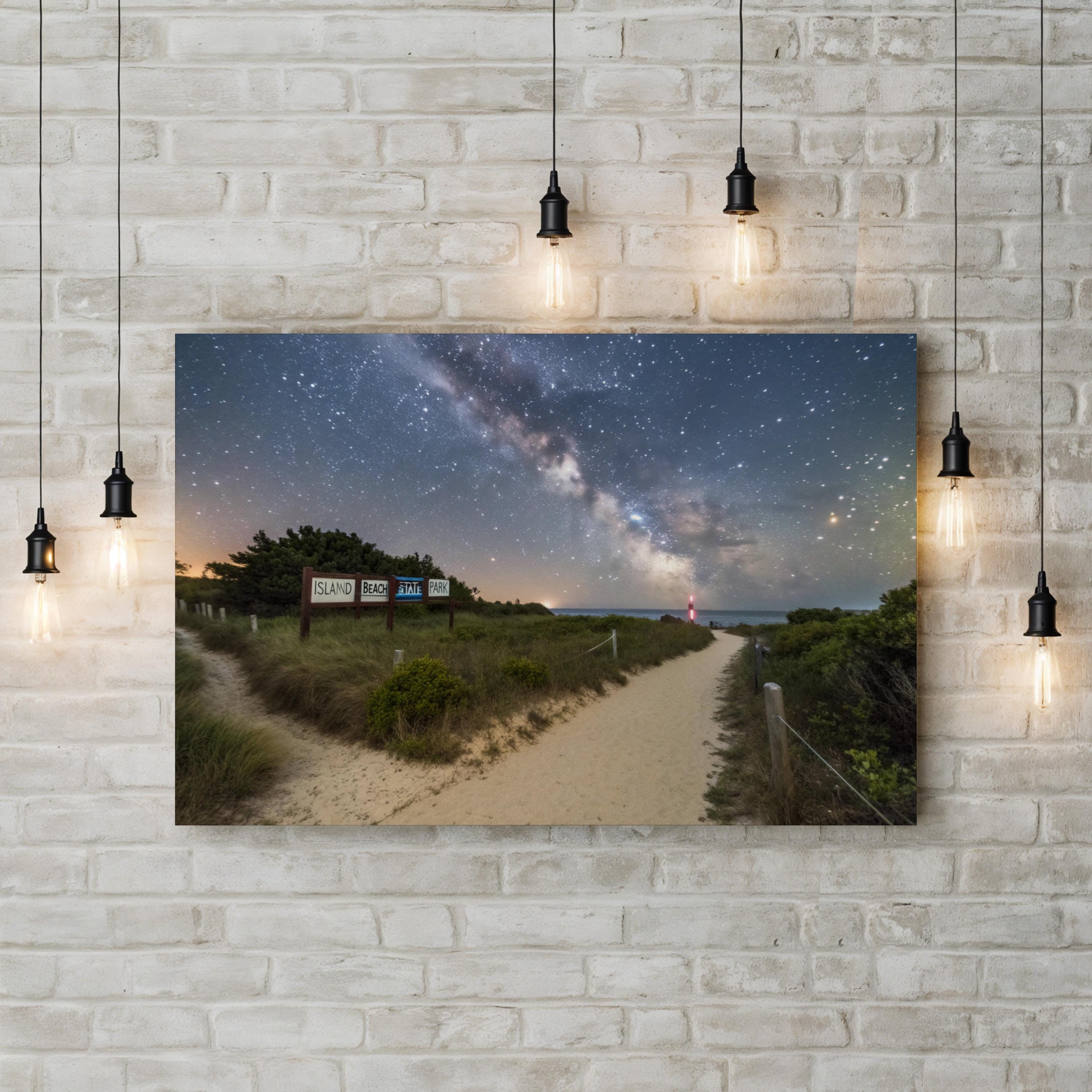 Starry Night Beach Path – Vintage Photography Wall Art | Coastal Canvas Print