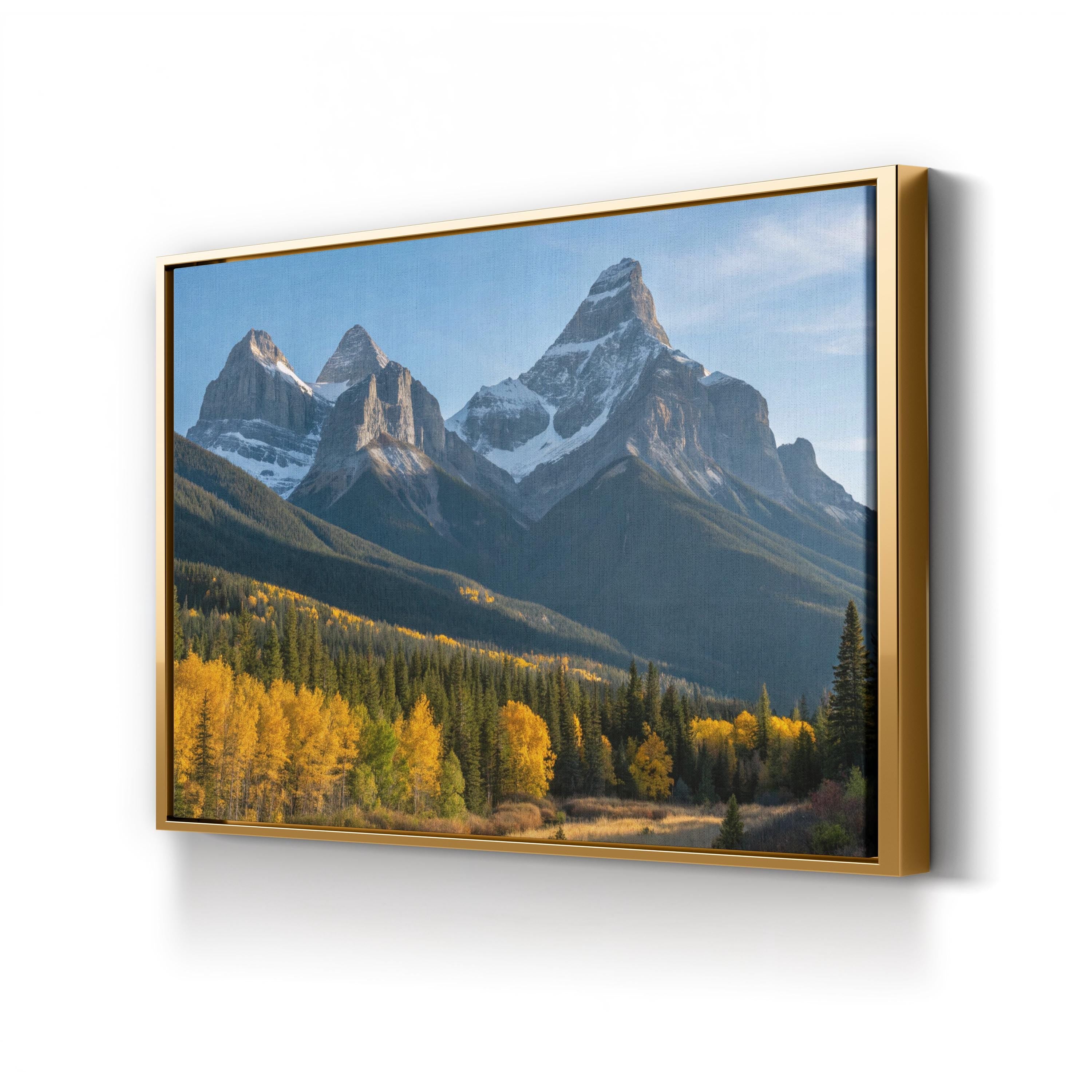 Three Sisters Autumn Range – Vintage Photography Wall Art | Golden Landscape Canvas Print