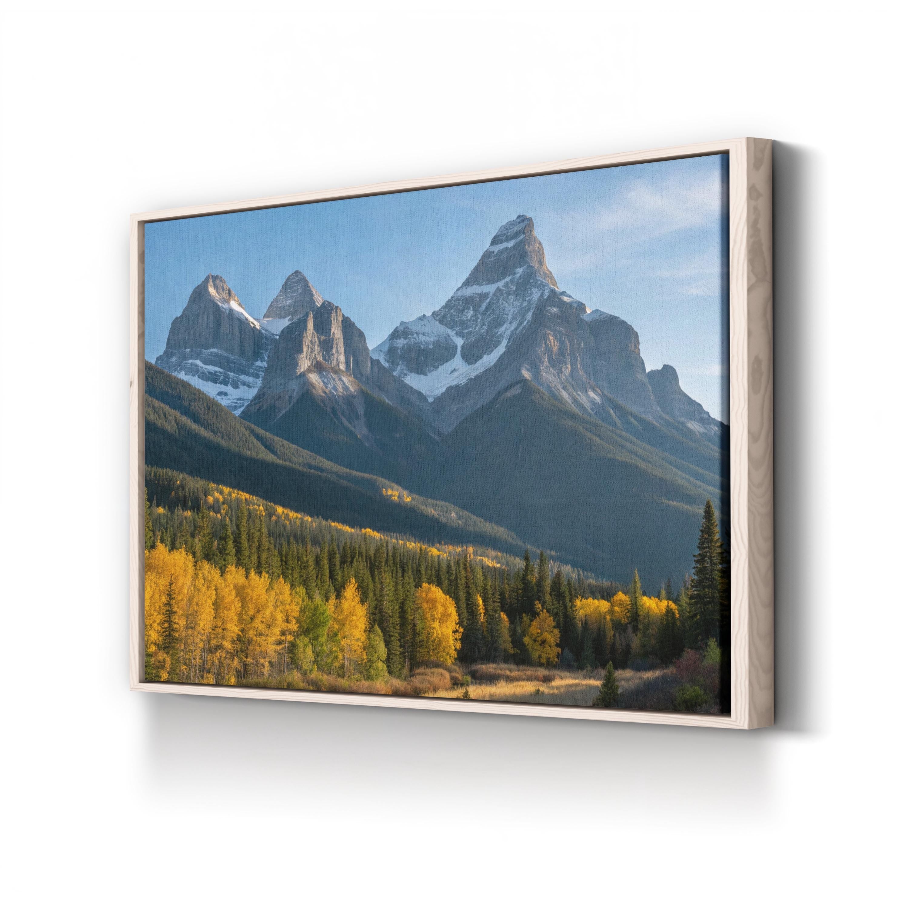 Three Sisters Autumn Range – Vintage Photography Wall Art | Golden Landscape Canvas Print