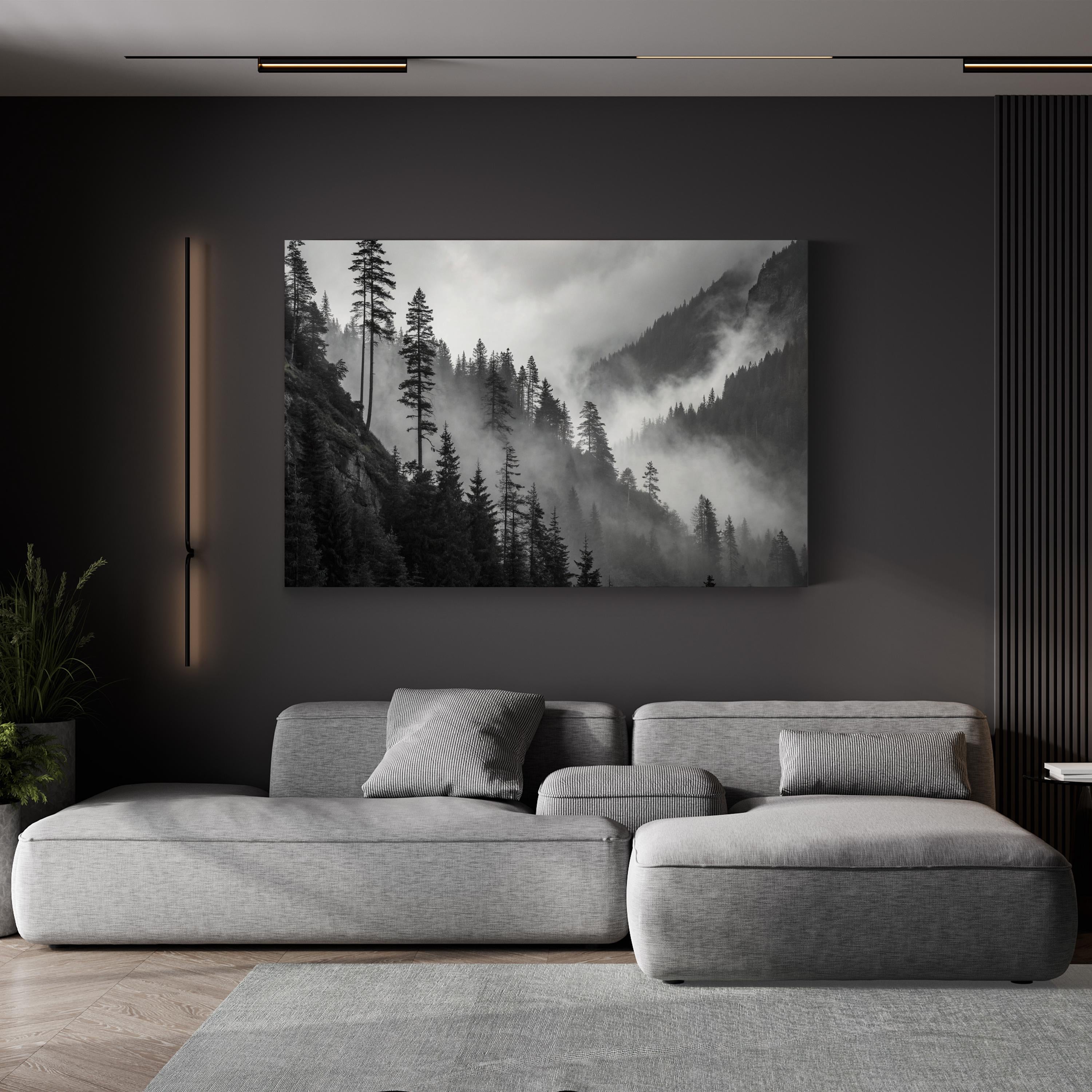 Misty Mountain Forest – Vintage Photography Wall Art | Alpine Landscape Canvas Print