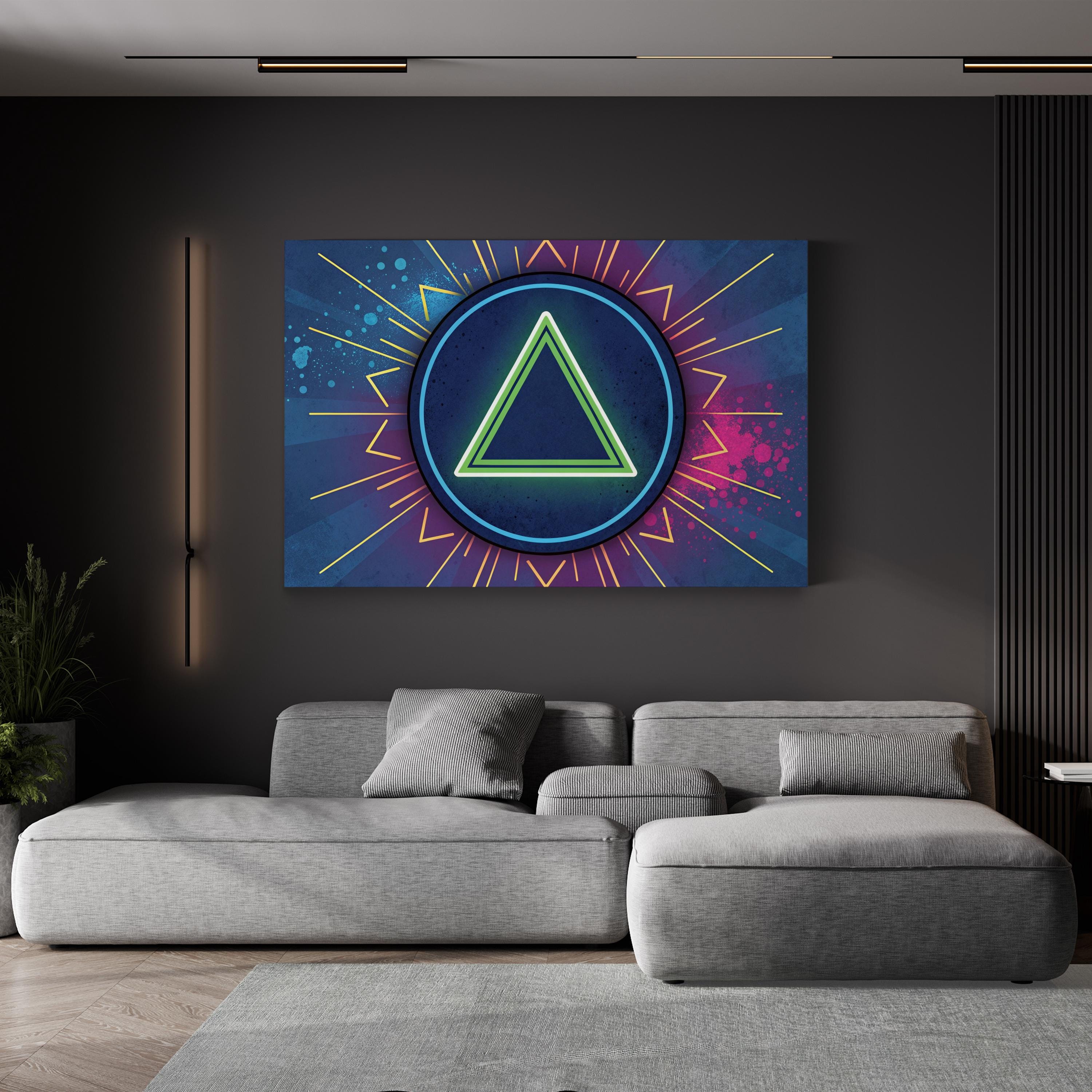 Neon Triangle – Period Illustration Wall Art | Abstract Geometric Canvas Print