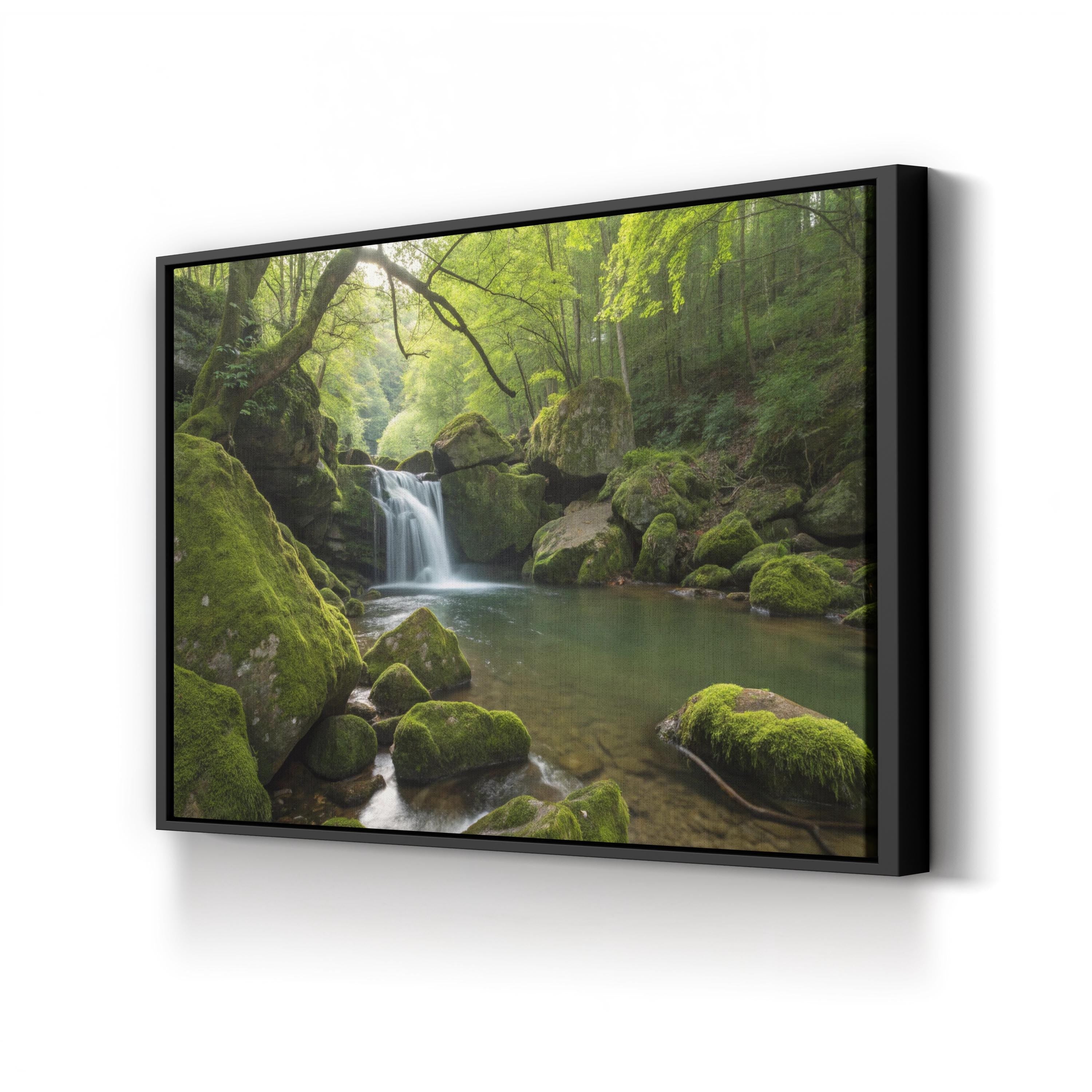 Rock Creek Waterfall – Vintage Photography Wall Art | Mountain Stream Canvas Print