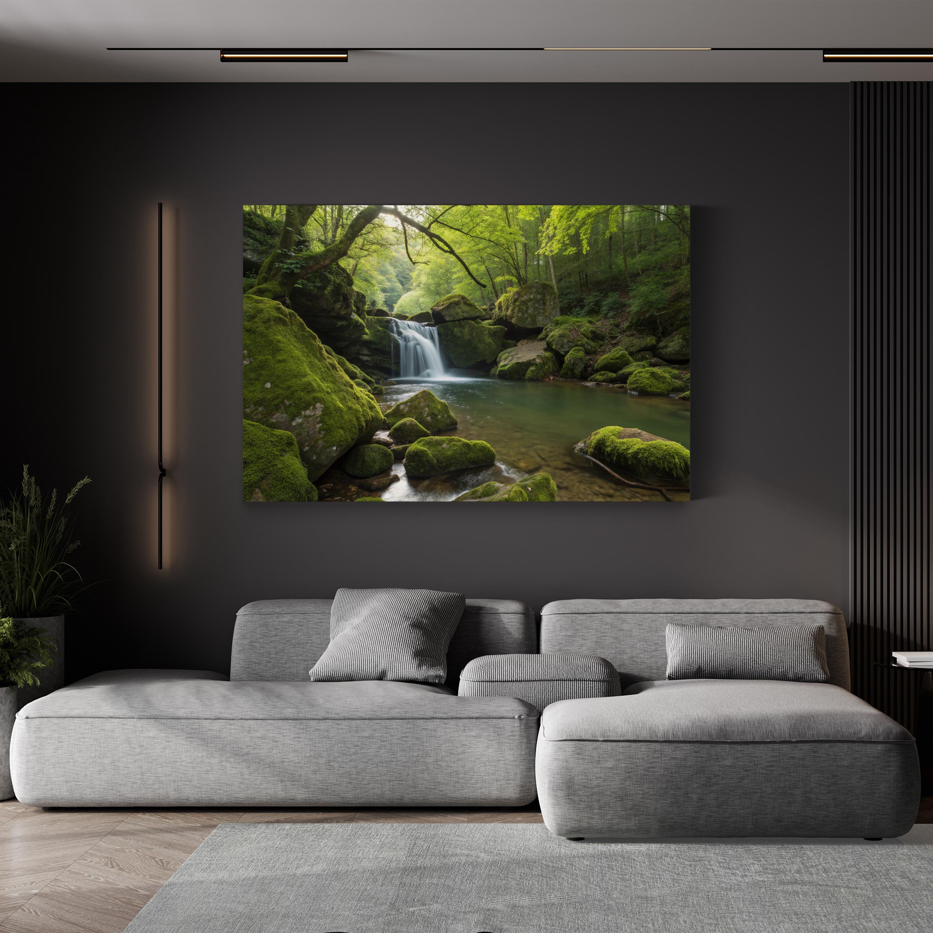 Rock Creek Waterfall – Vintage Photography Wall Art | Mountain Stream Canvas Print