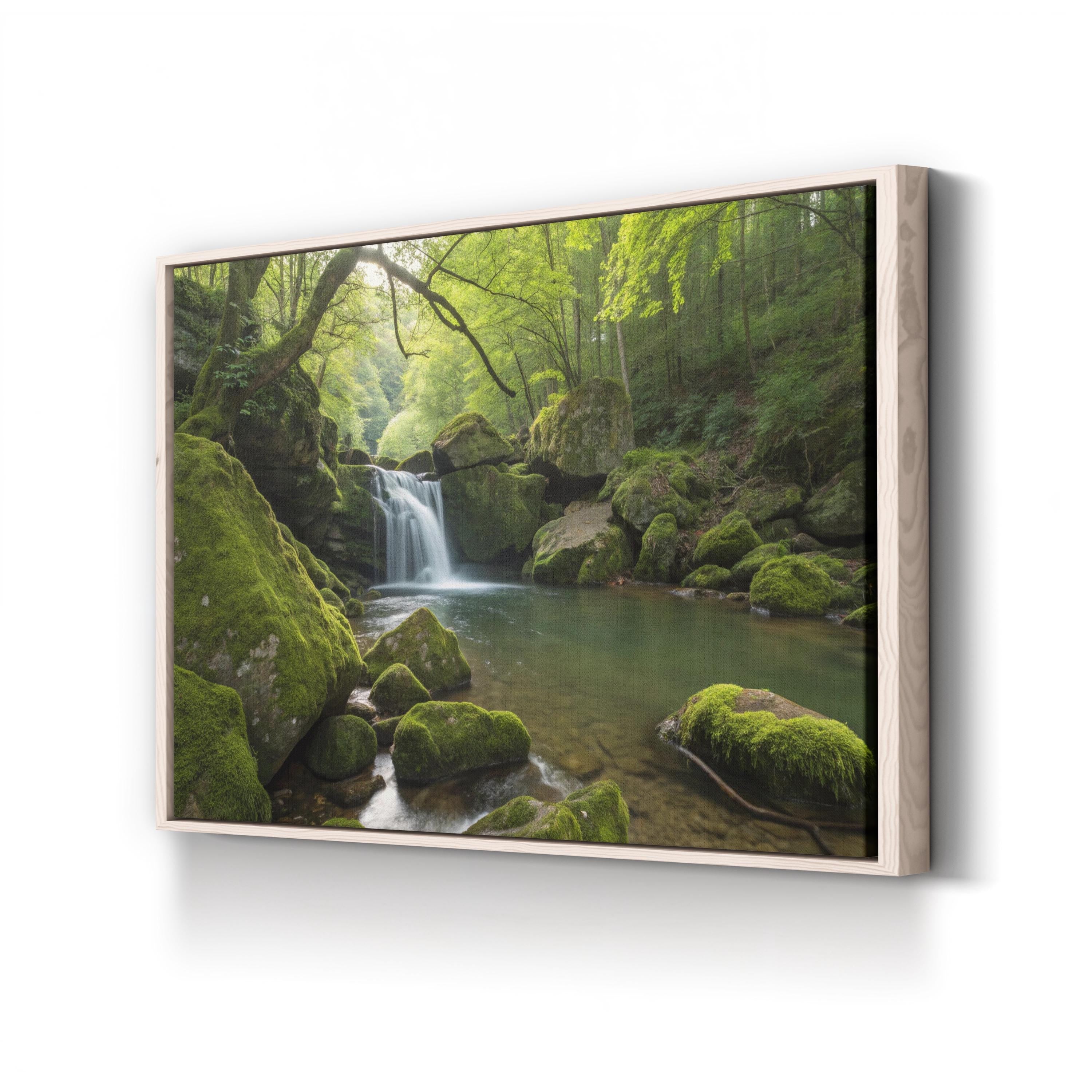 Rock Creek Waterfall – Vintage Photography Wall Art | Mountain Stream Canvas Print