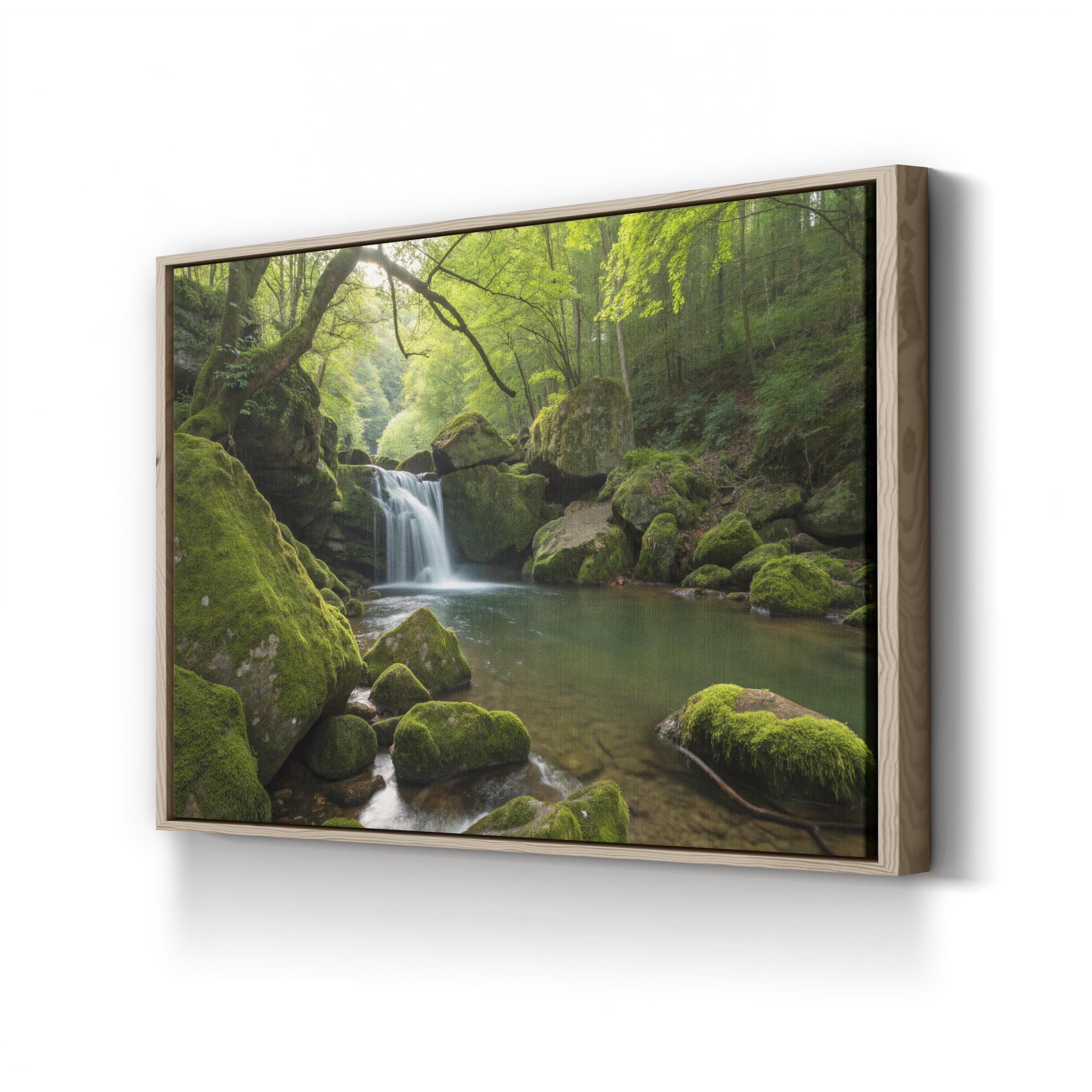 Rock Creek Waterfall – Vintage Photography Wall Art | Mountain Stream Canvas Print