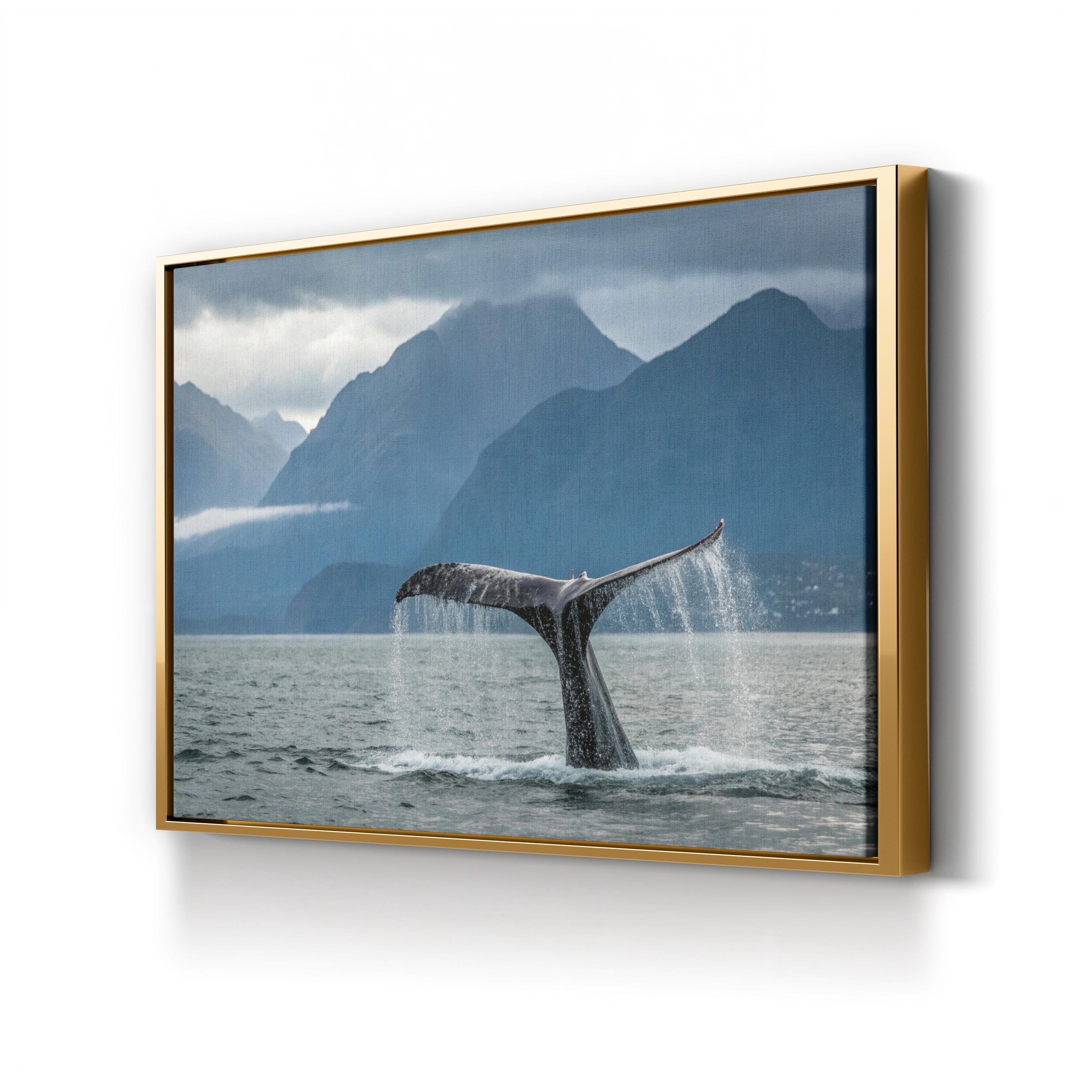 Whale Tail Canvas Wall Art — Coastal Whale Tail Print, Alaskan Ocean Landscape Decor