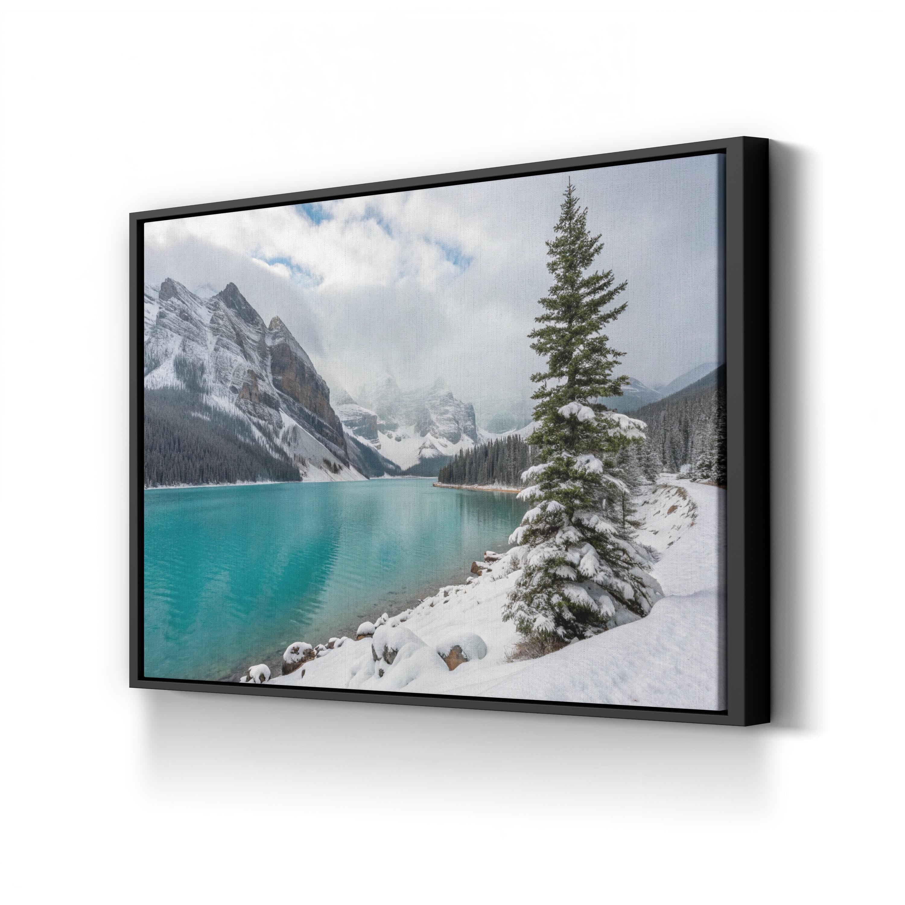 Winter Lake Alpine Snow – Vintage Photography Wall Art | Snowy Landscape Canvas Print