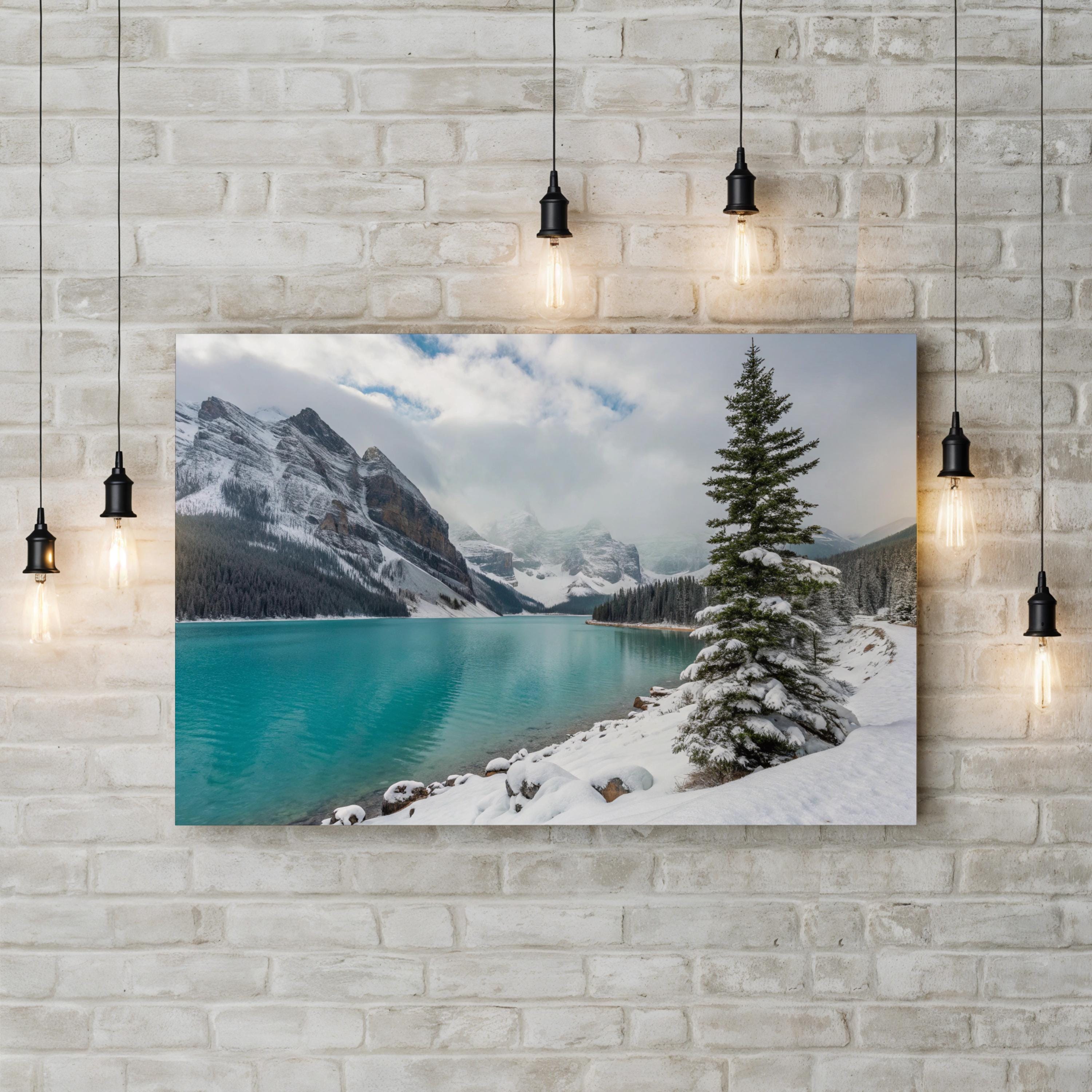 Winter Lake Alpine Snow – Vintage Photography Wall Art | Snowy Landscape Canvas Print