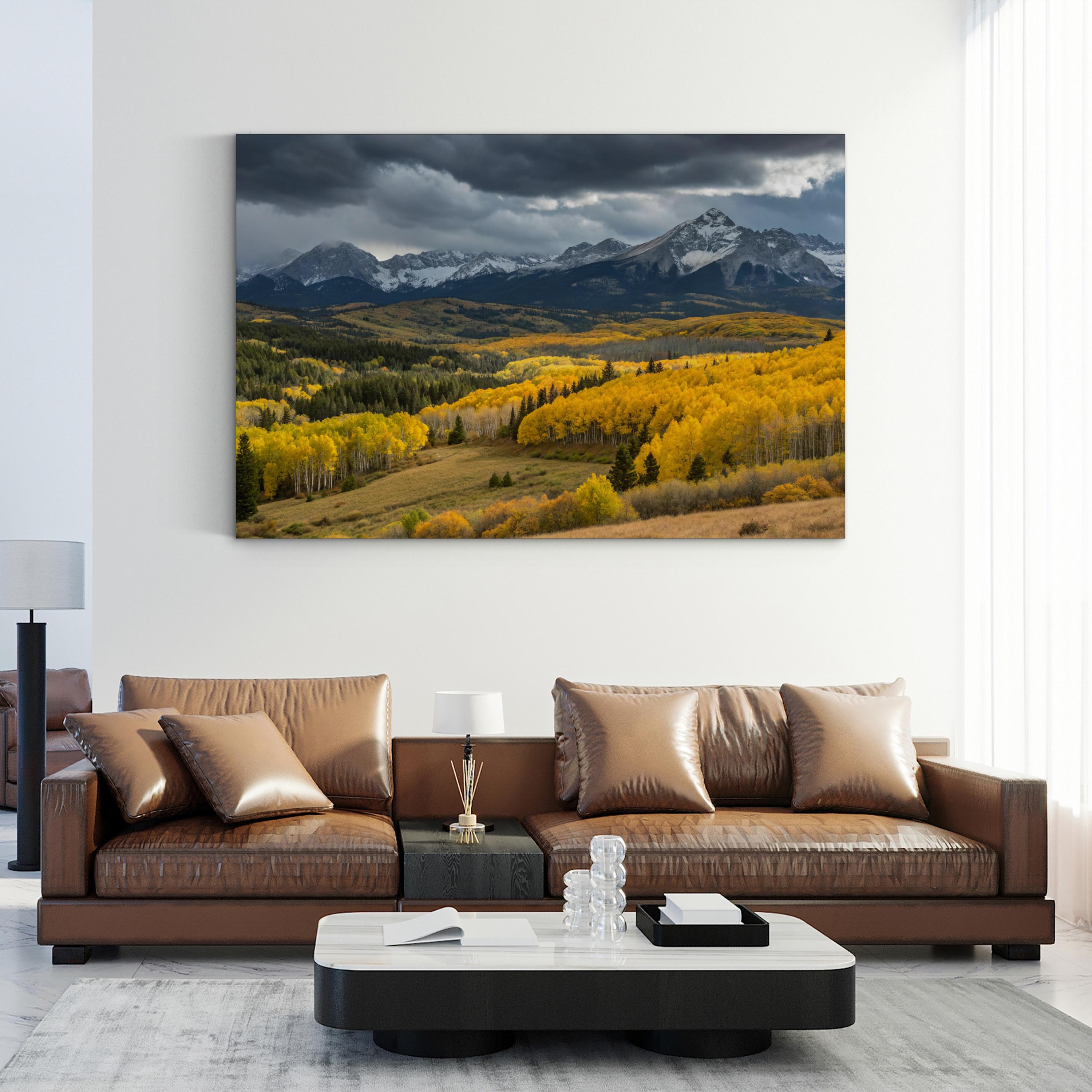 Yellow Autumn Aspen Hills – Vintage Photography Wall Art | Fall Landscape Canvas Print